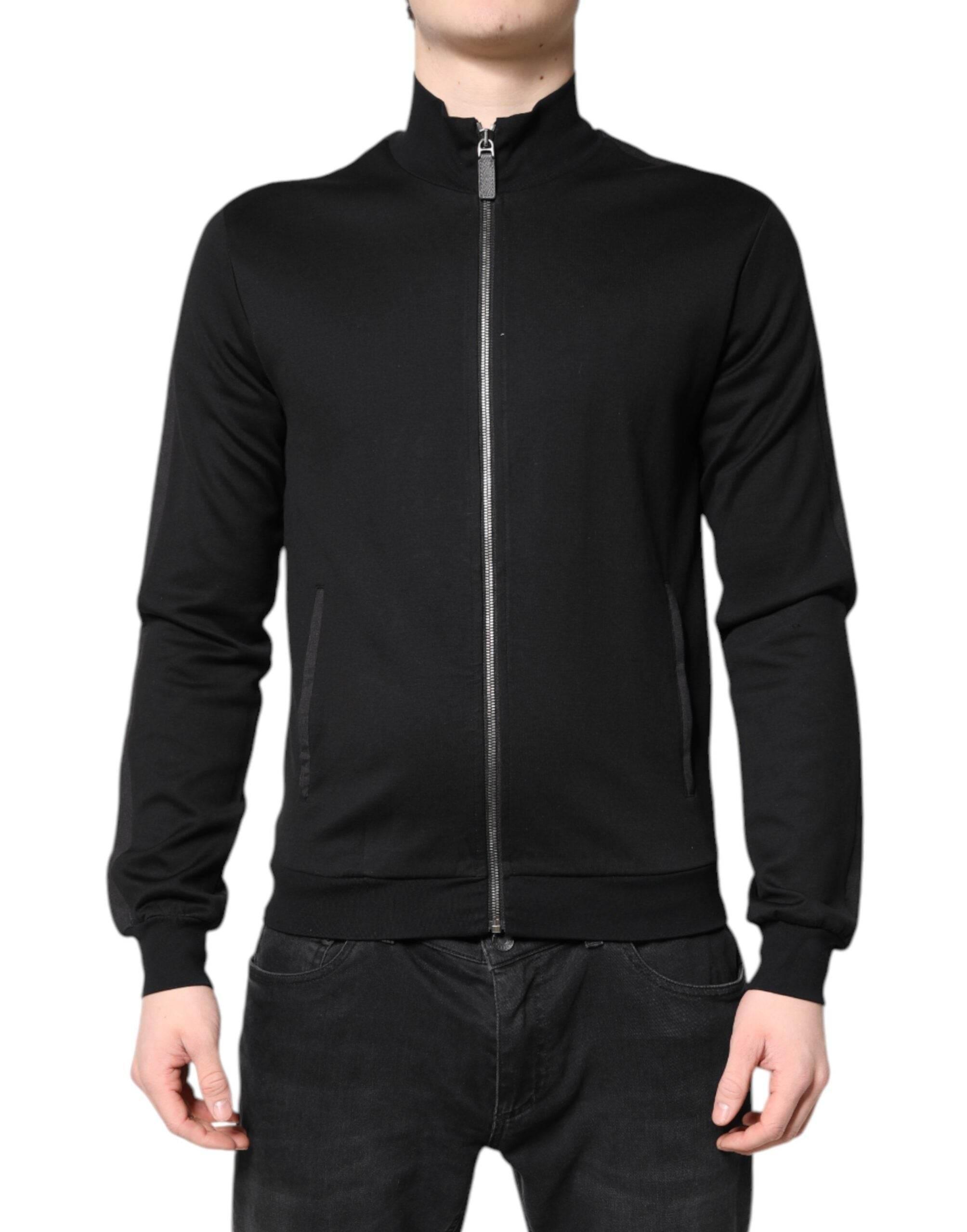 Dolce & Gabbana Black Cotton Logo Full Zip Men Bomber Jacket - Hilstor