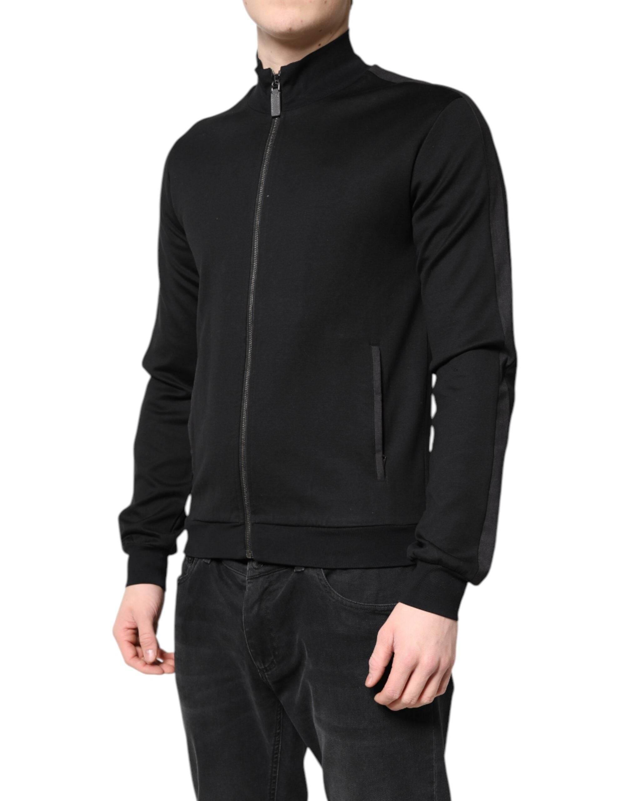 Dolce & Gabbana Black Cotton Logo Full Zip Men Bomber Jacket - Hilstor