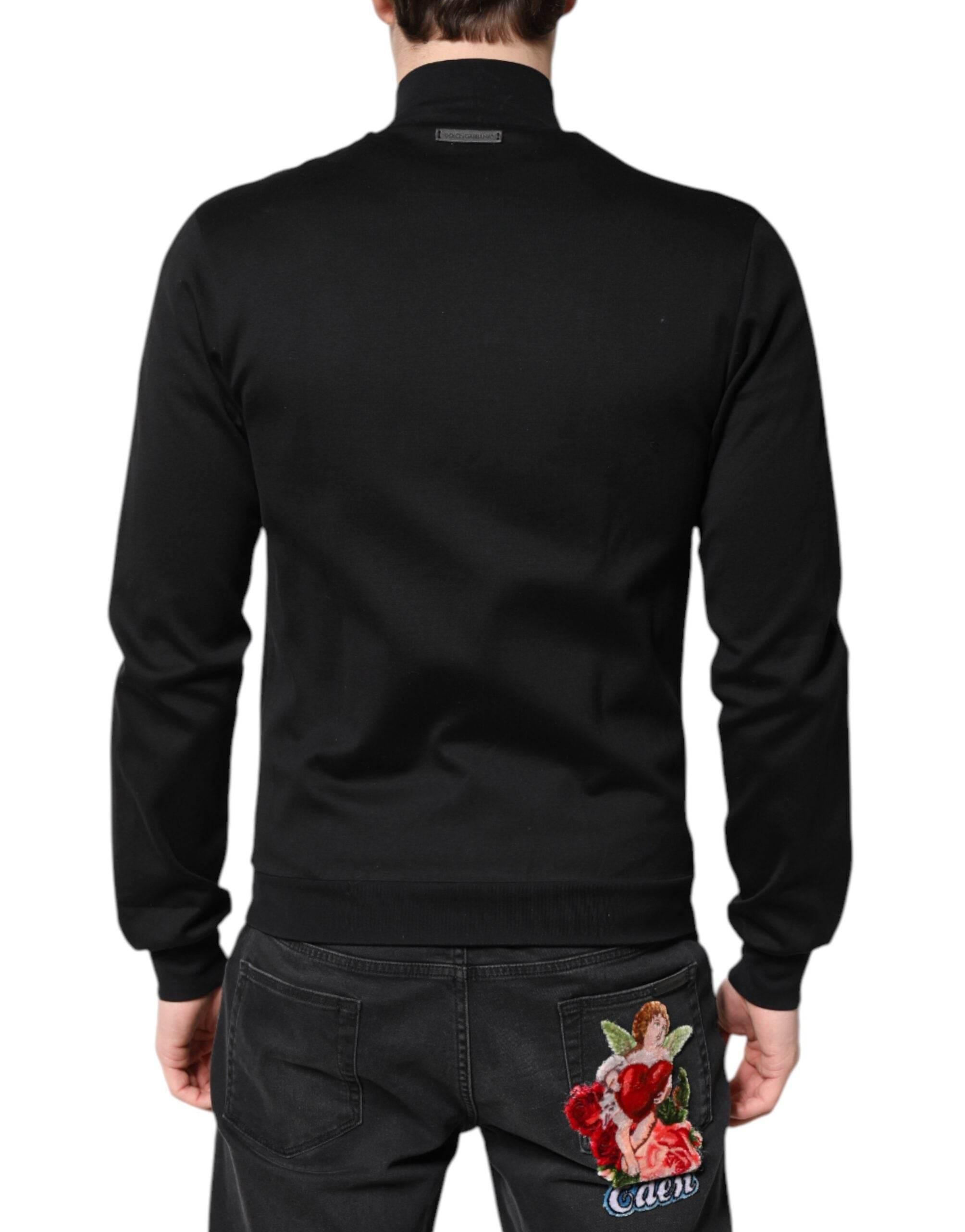 Dolce & Gabbana Black Cotton Logo Full Zip Men Bomber Jacket - Hilstor