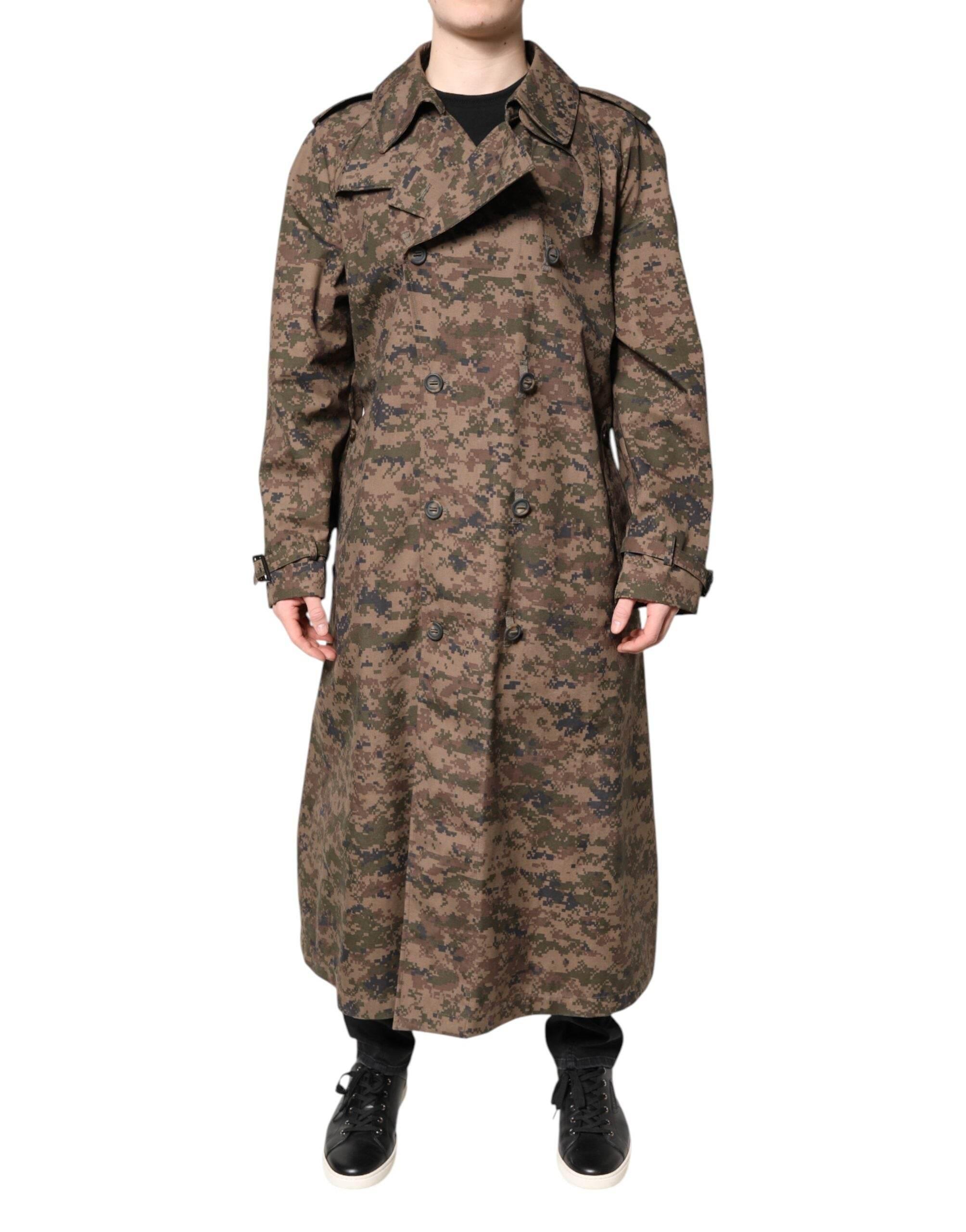 Dolce & Gabbana Multicolor Camouflage Double Breasted Coat Jacket - Hilstor