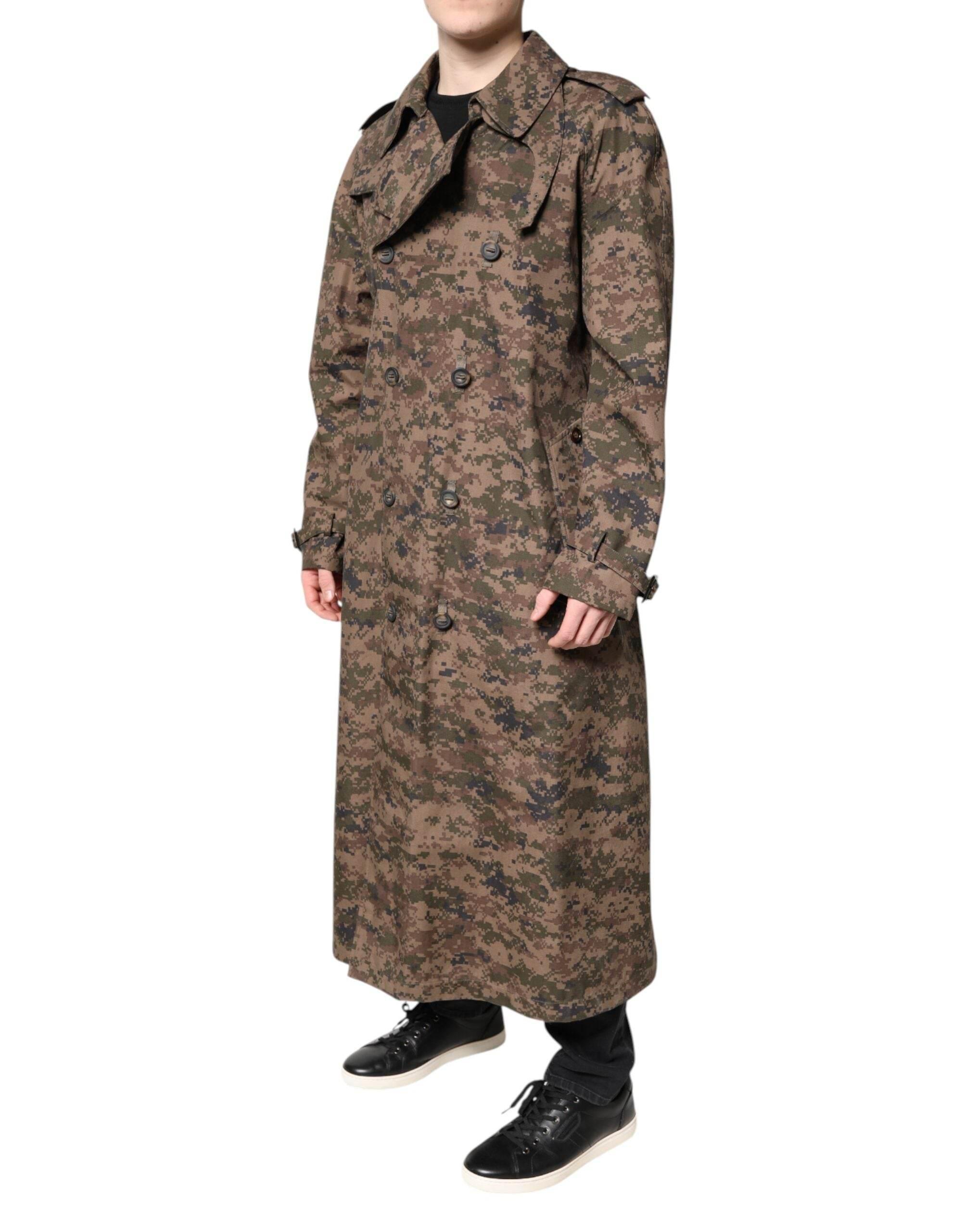 Dolce & Gabbana Multicolor Camouflage Double Breasted Coat Jacket - Hilstor