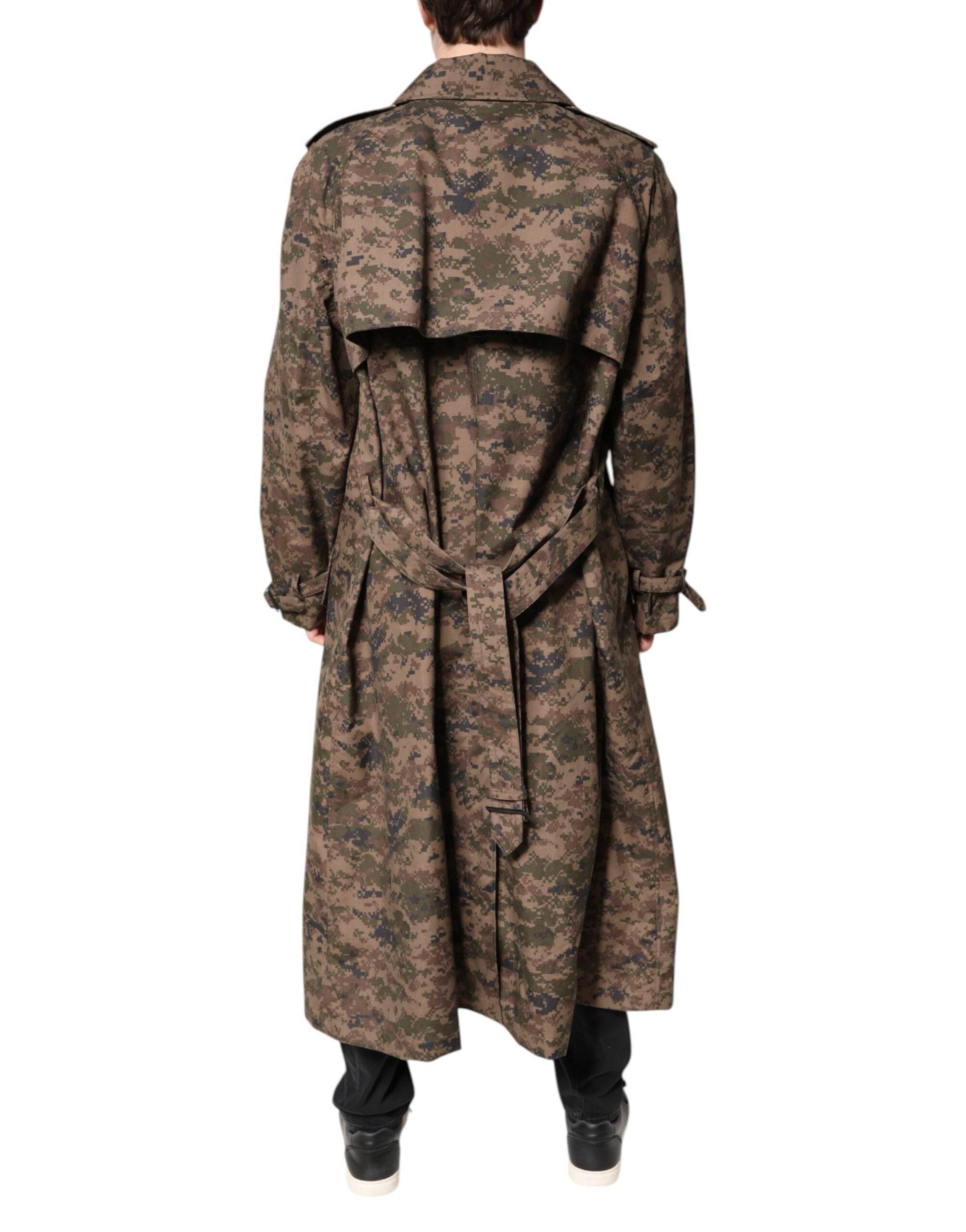 Dolce & Gabbana Multicolor Camouflage Double Breasted Coat Jacket - Hilstor
