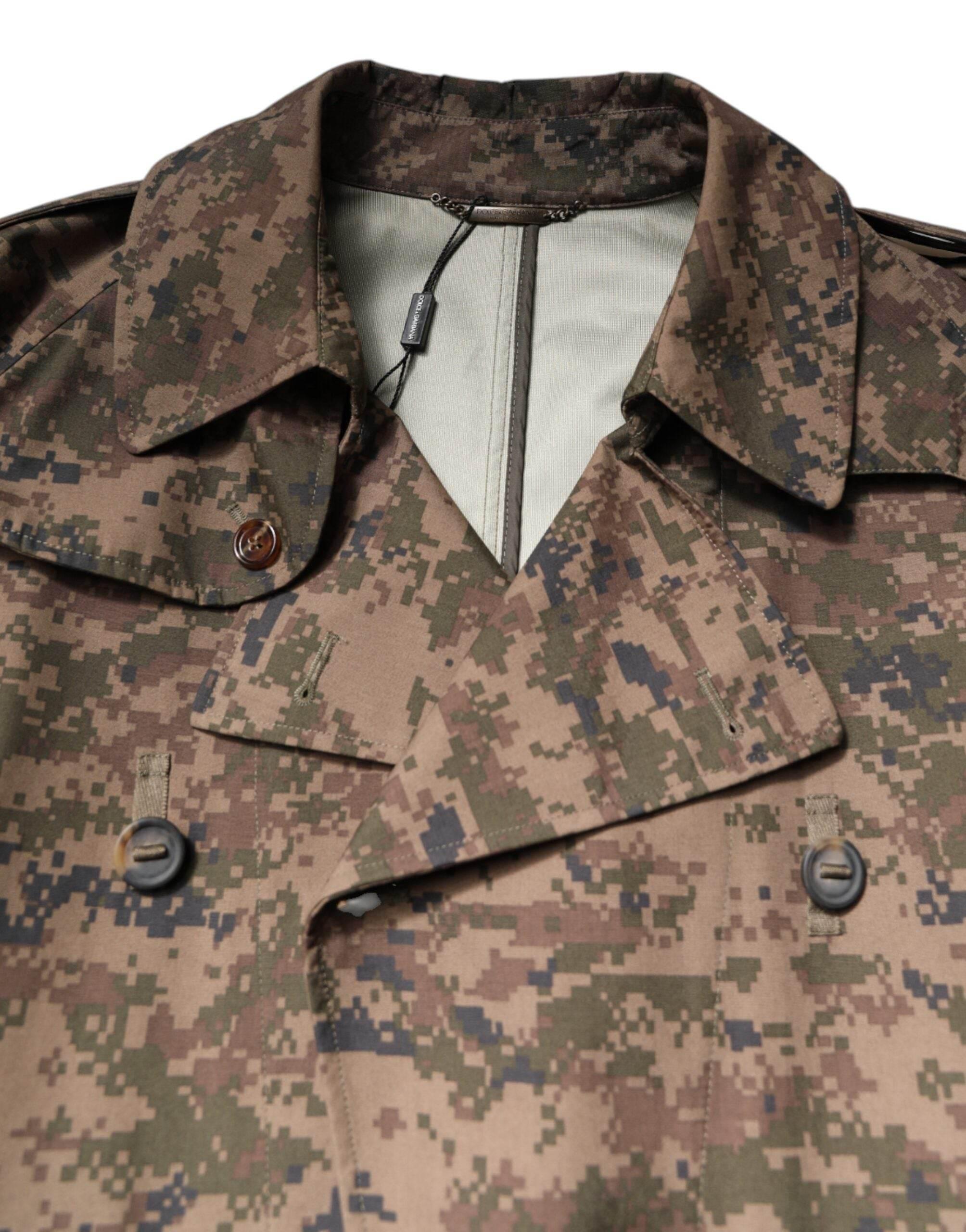 Dolce & Gabbana Multicolor Camouflage Double Breasted Coat Jacket - Hilstor