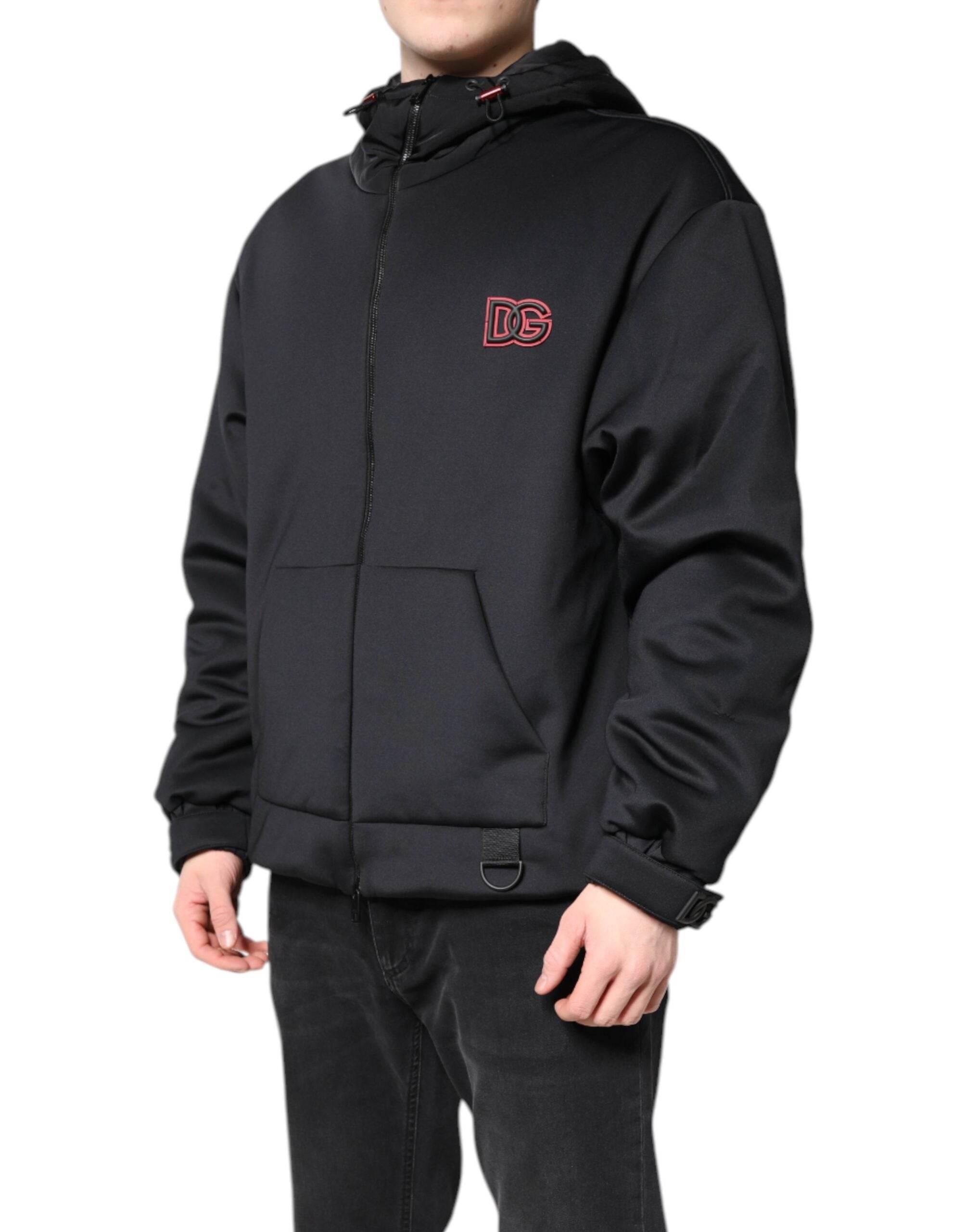 Dolce & Gabbana Black Polyester DG Hooded Full Zip Jacket - Hilstor