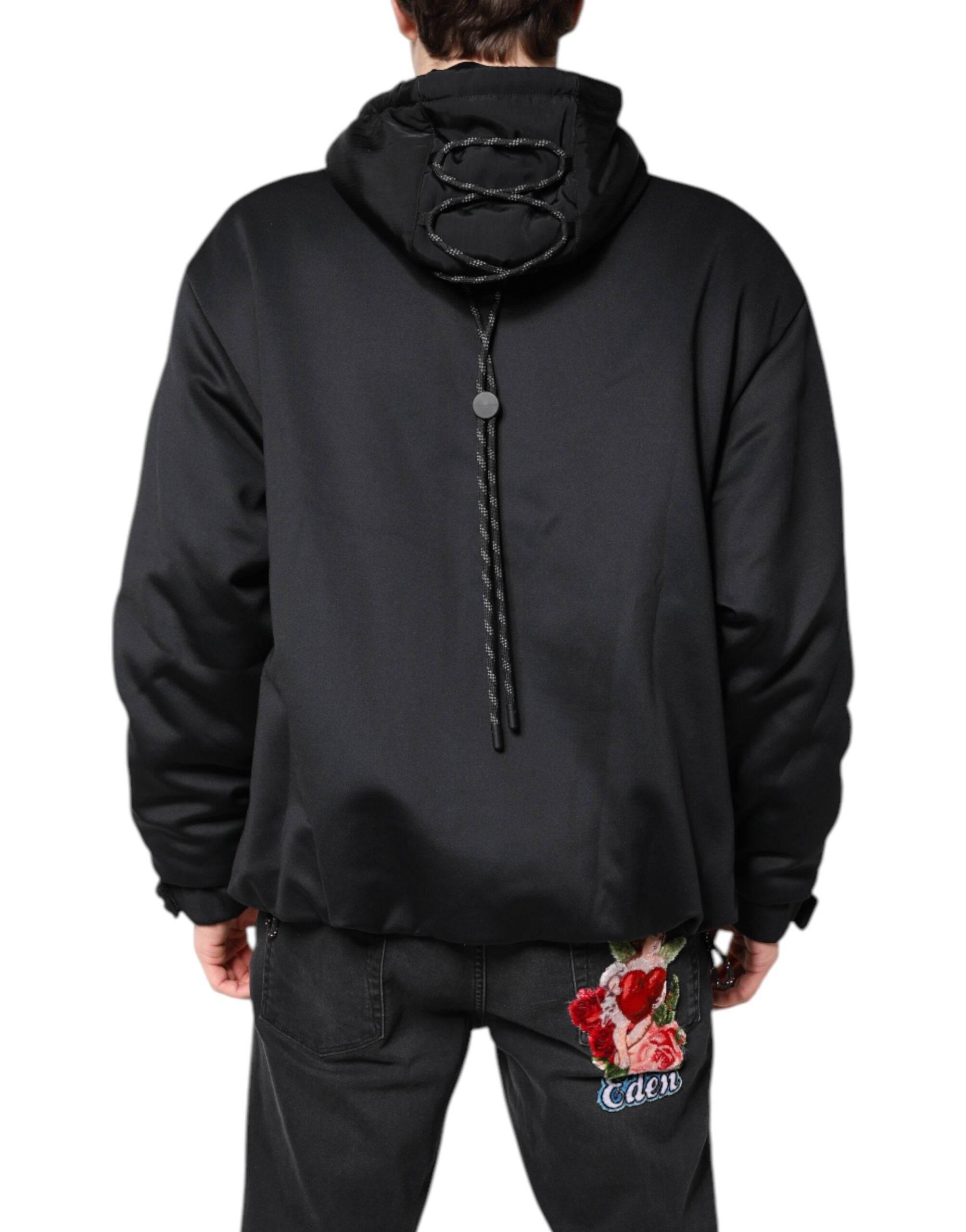 Dolce & Gabbana Black Polyester DG Hooded Full Zip Jacket - Hilstor