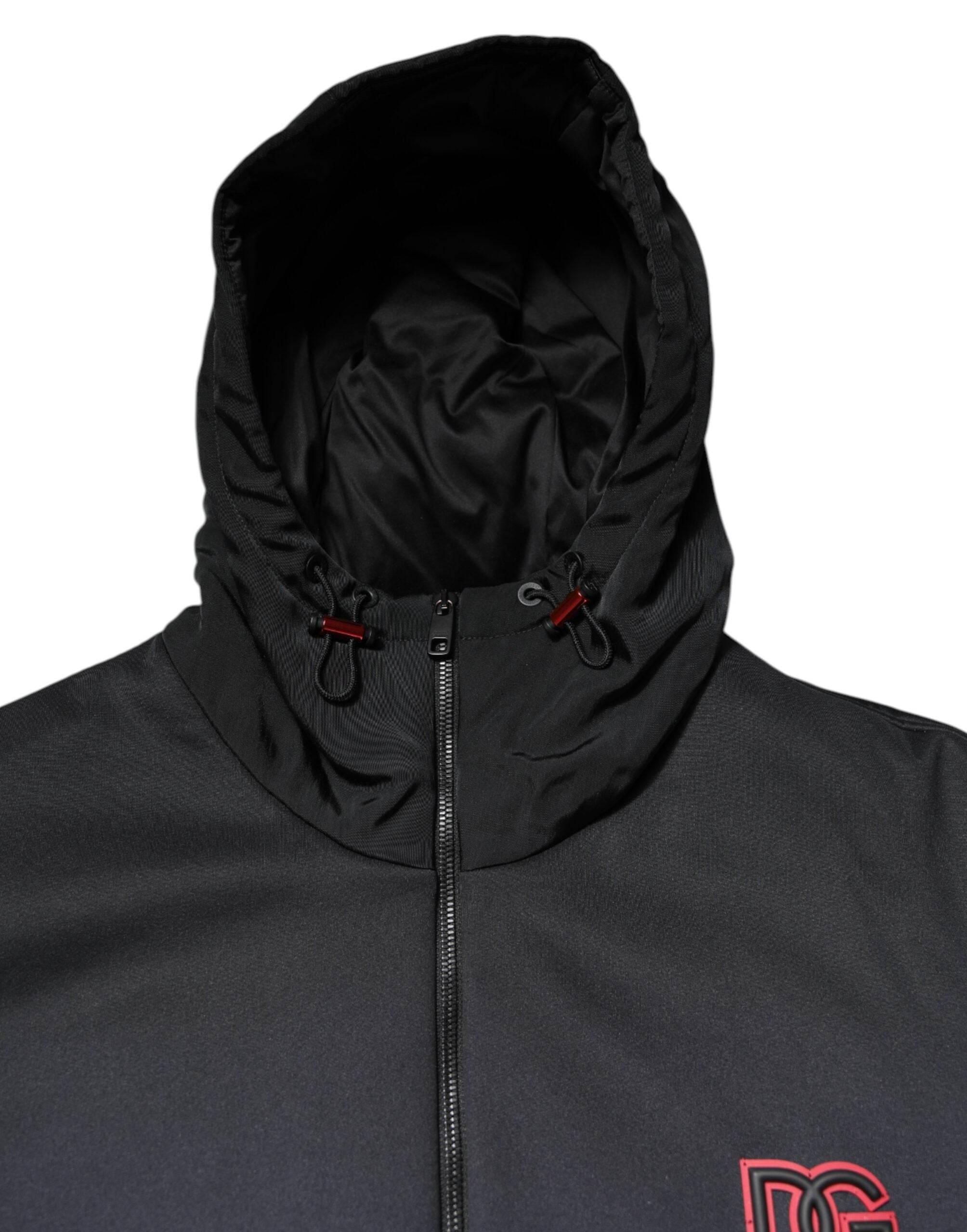 Dolce & Gabbana Black Polyester DG Hooded Full Zip Jacket - Hilstor