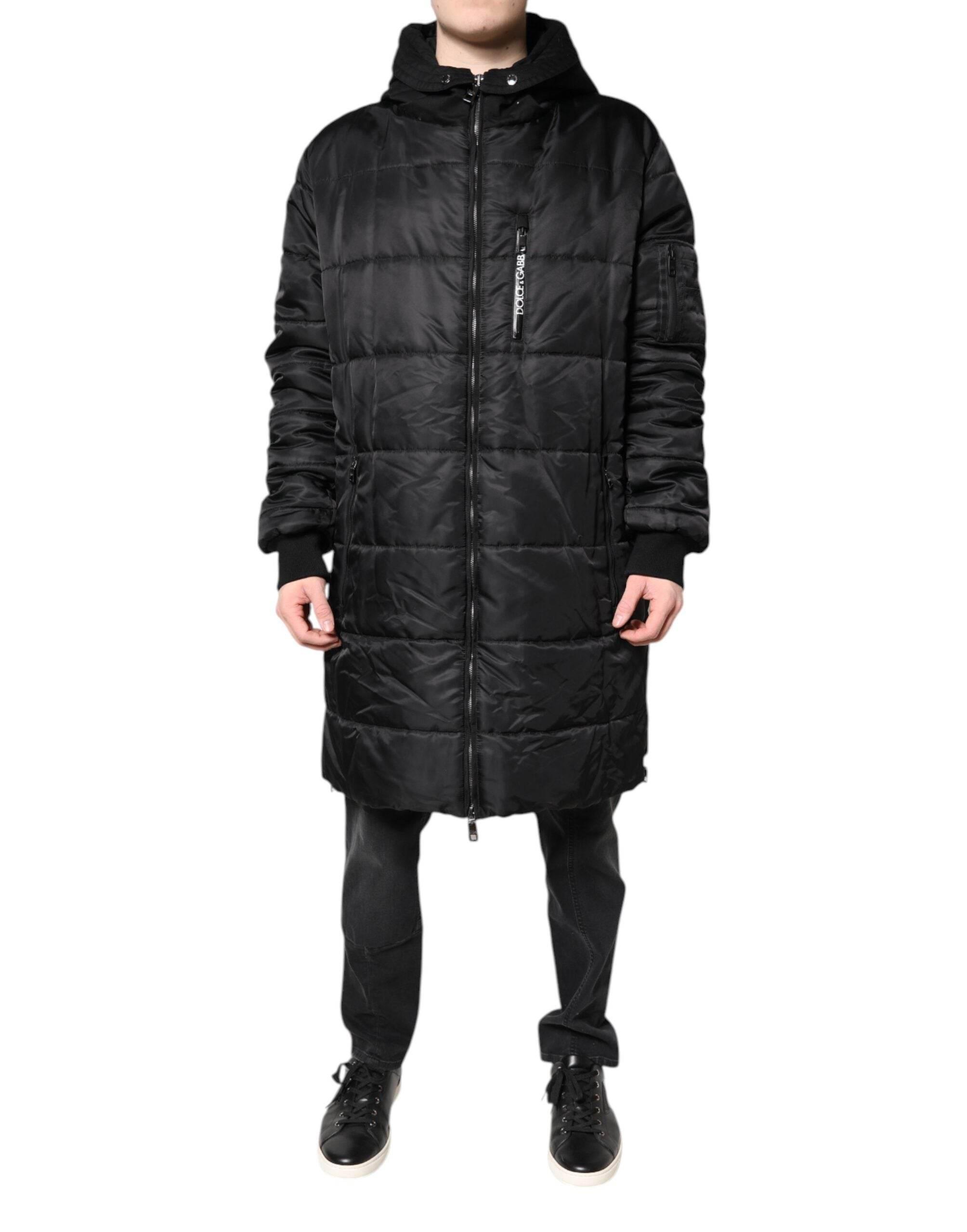 Dolce & Gabbana Black Hooded Parka Coat Winter Jacket - Hilstor