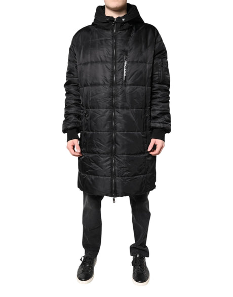Dolce & Gabbana Black Hooded Parka Coat Winter Jacket - Hilstor