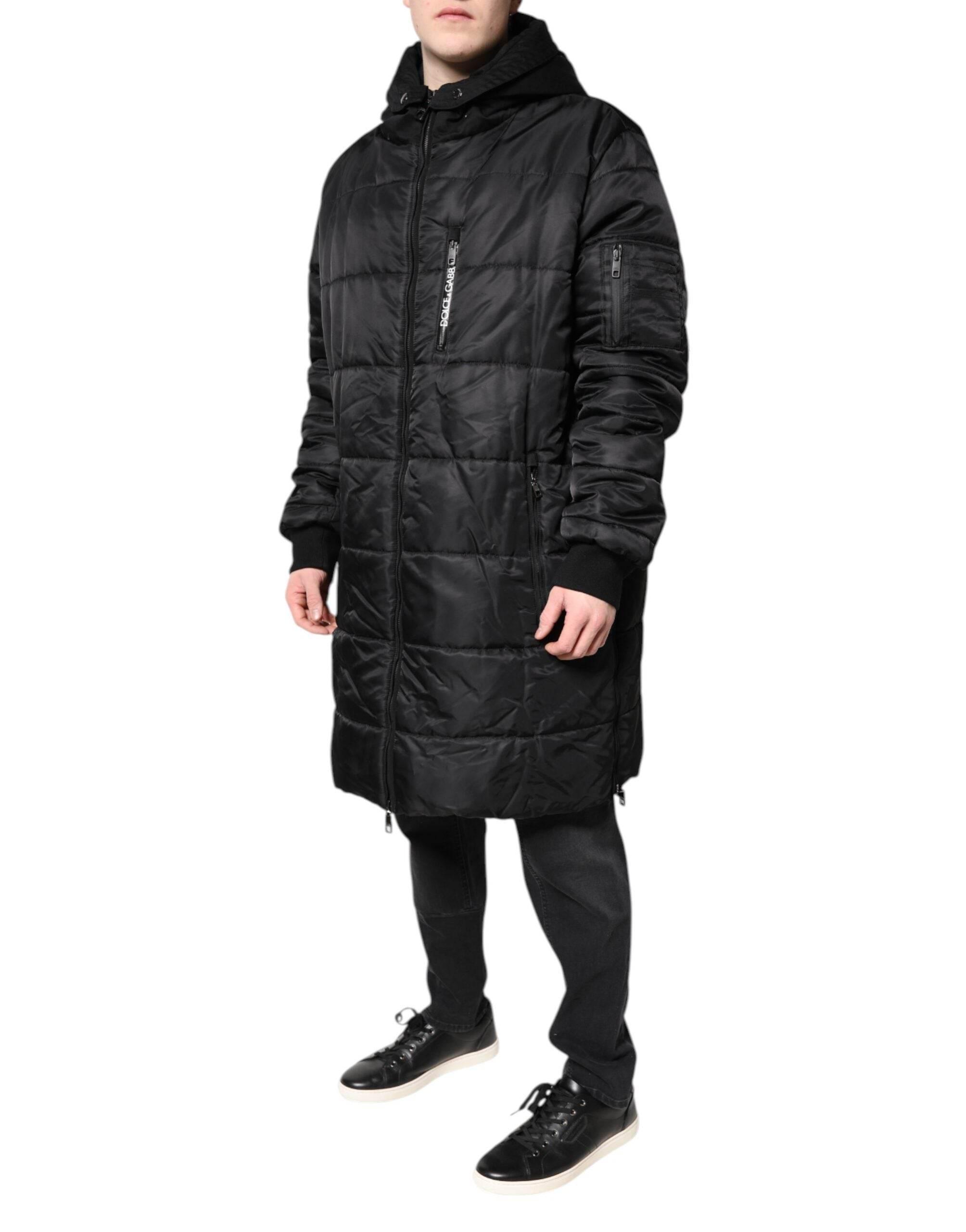 Dolce & Gabbana Black Hooded Parka Coat Winter Jacket - Hilstor