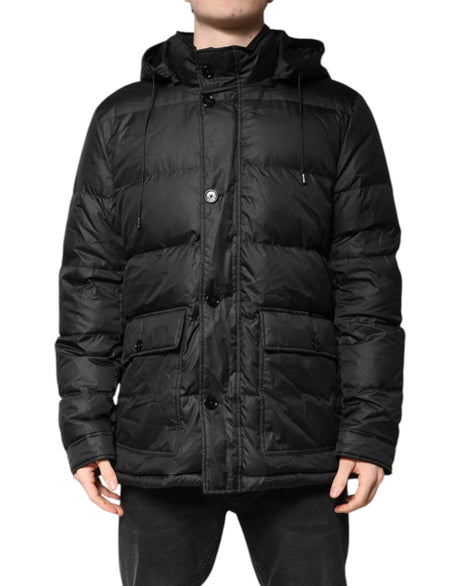 Dolce & Gabbana Black Hooded Parka Coat Winter Jacket - Hilstor