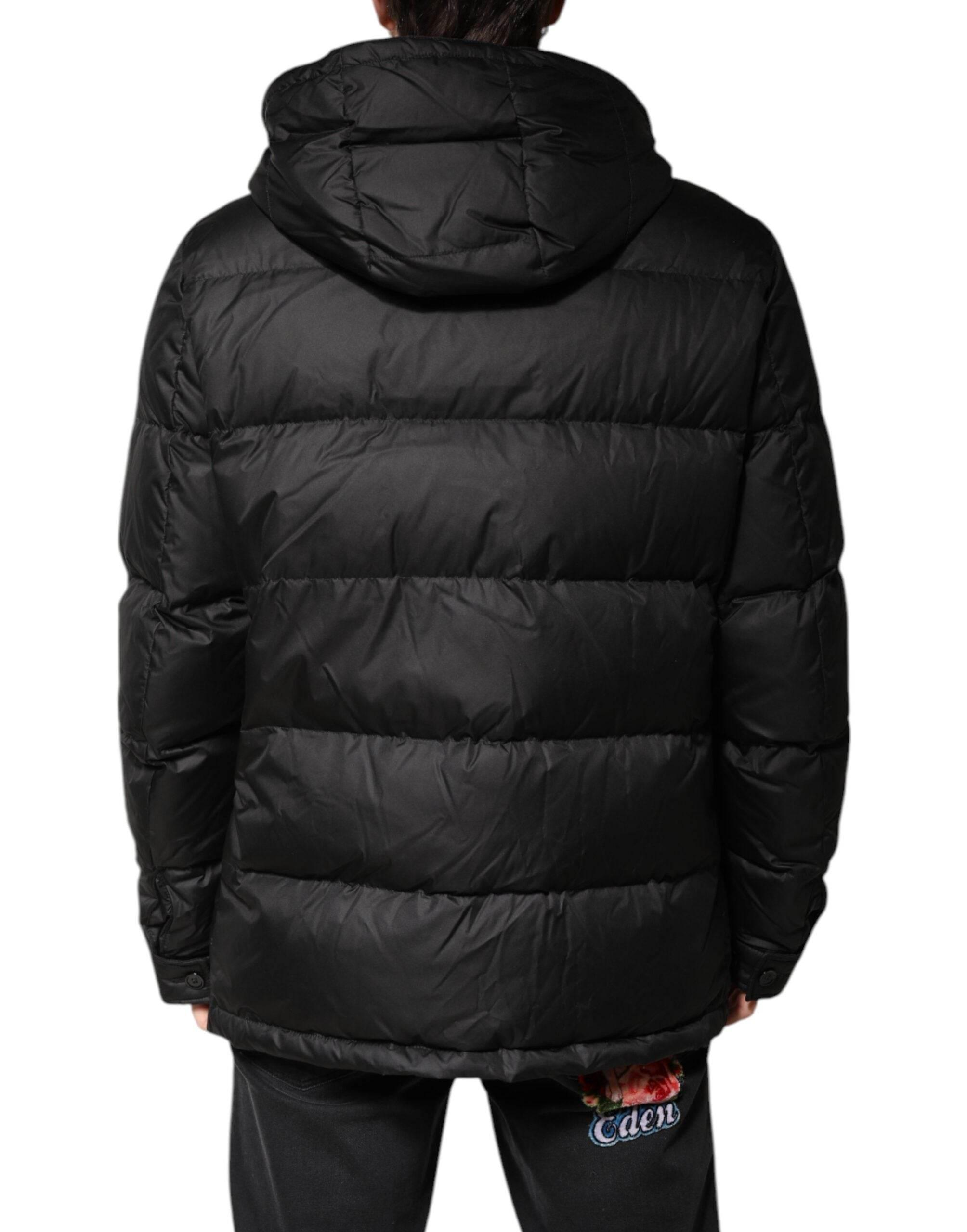 Dolce & Gabbana Black Hooded Parka Coat Winter Jacket - Hilstor