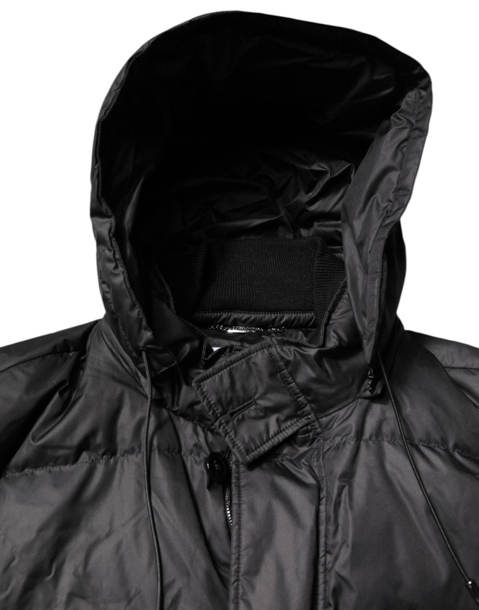 Dolce & Gabbana Black Hooded Parka Coat Winter Jacket - Hilstor