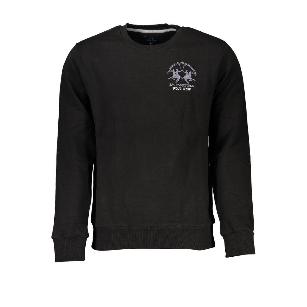 La Martina Black Cotton Men Sweater - Hilstor