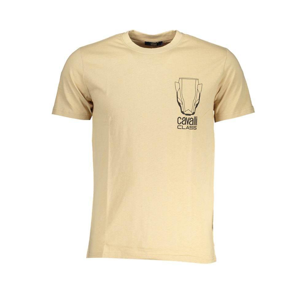 Cavalli Class Beige Cotton T-Shirt - Hilstor