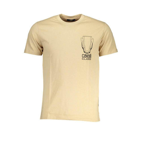 Cavalli Class Beige Cotton T-Shirt - Hilstor