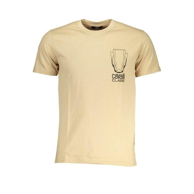 Cavalli Class Beige Cotton T-Shirt - Hilstor