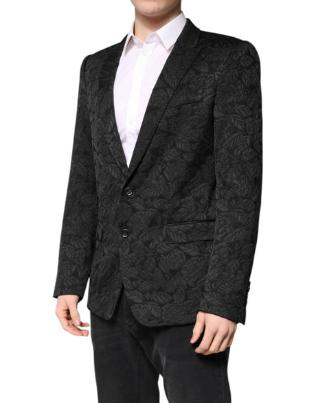 Dolce &amp; Gabbana Sort MARTINI Brokade Enkeltradet Blazer