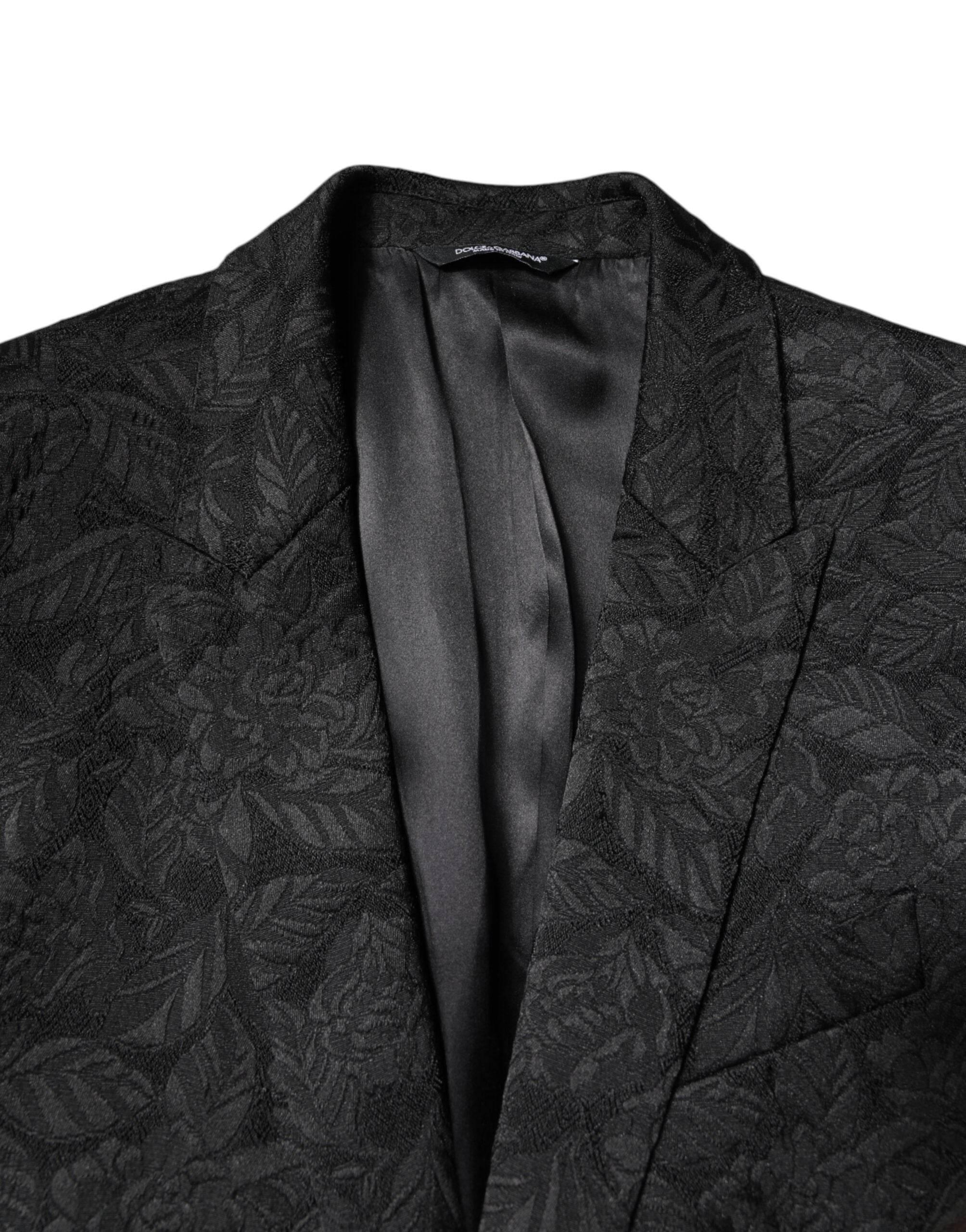 Dolce & Gabbana Black MARTINI Brocade Single Breasted Blazer - Hilstor