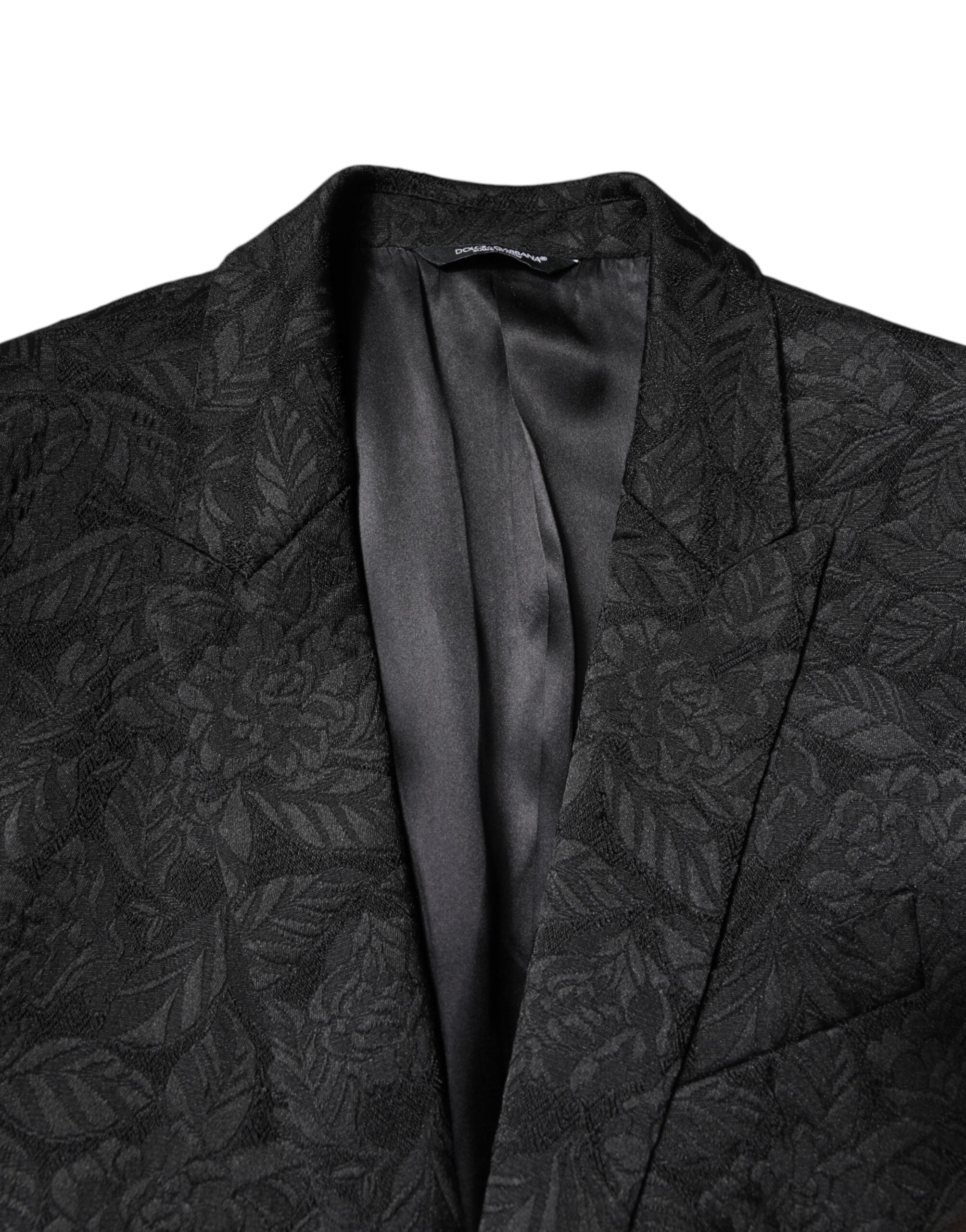 Dolce &amp; Gabbana Sort MARTINI Brokade Enkeltradet Blazer