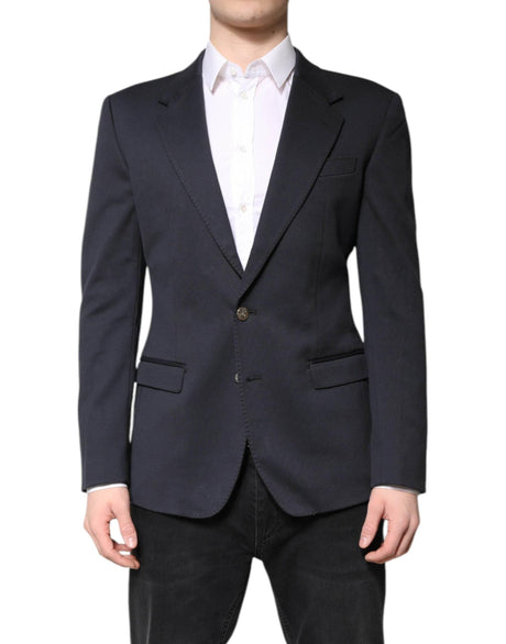 Dolce & Gabbana Dark Blue Cotton Men Jacket Coat Suit Blazer - Hilstor