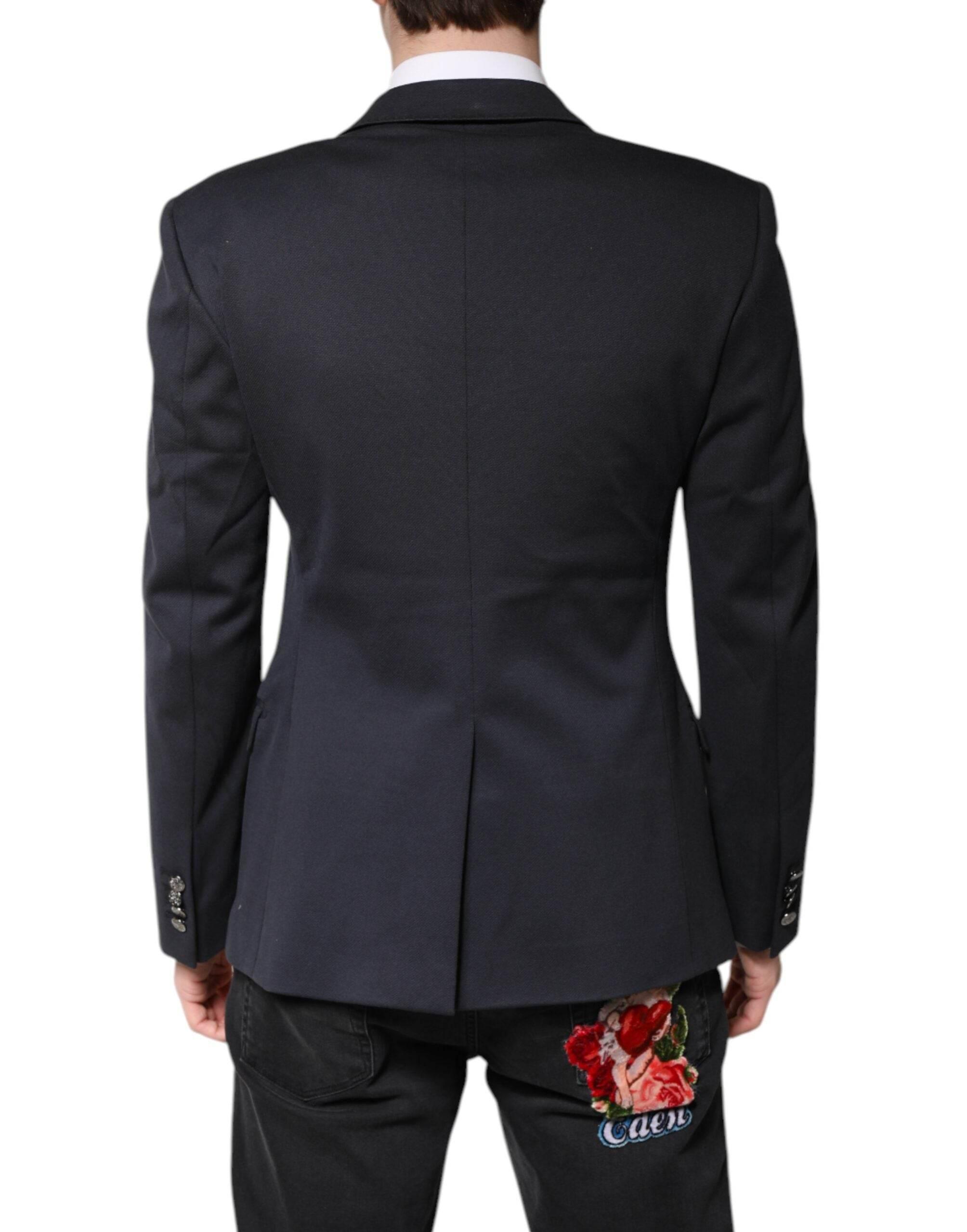 Dolce & Gabbana Dark Blue Cotton Men Jacket Coat Suit Blazer - Hilstor