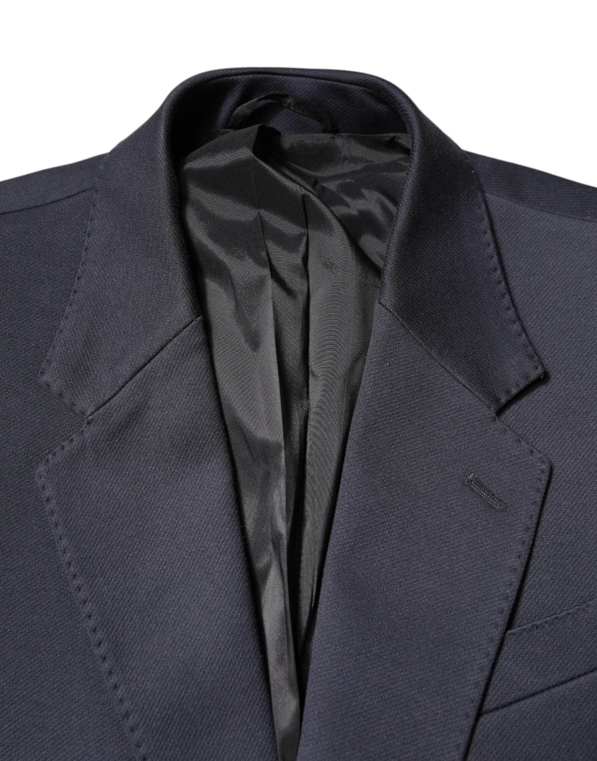 Dolce & Gabbana Dark Blue Cotton Men Jacket Coat Suit Blazer - Hilstor