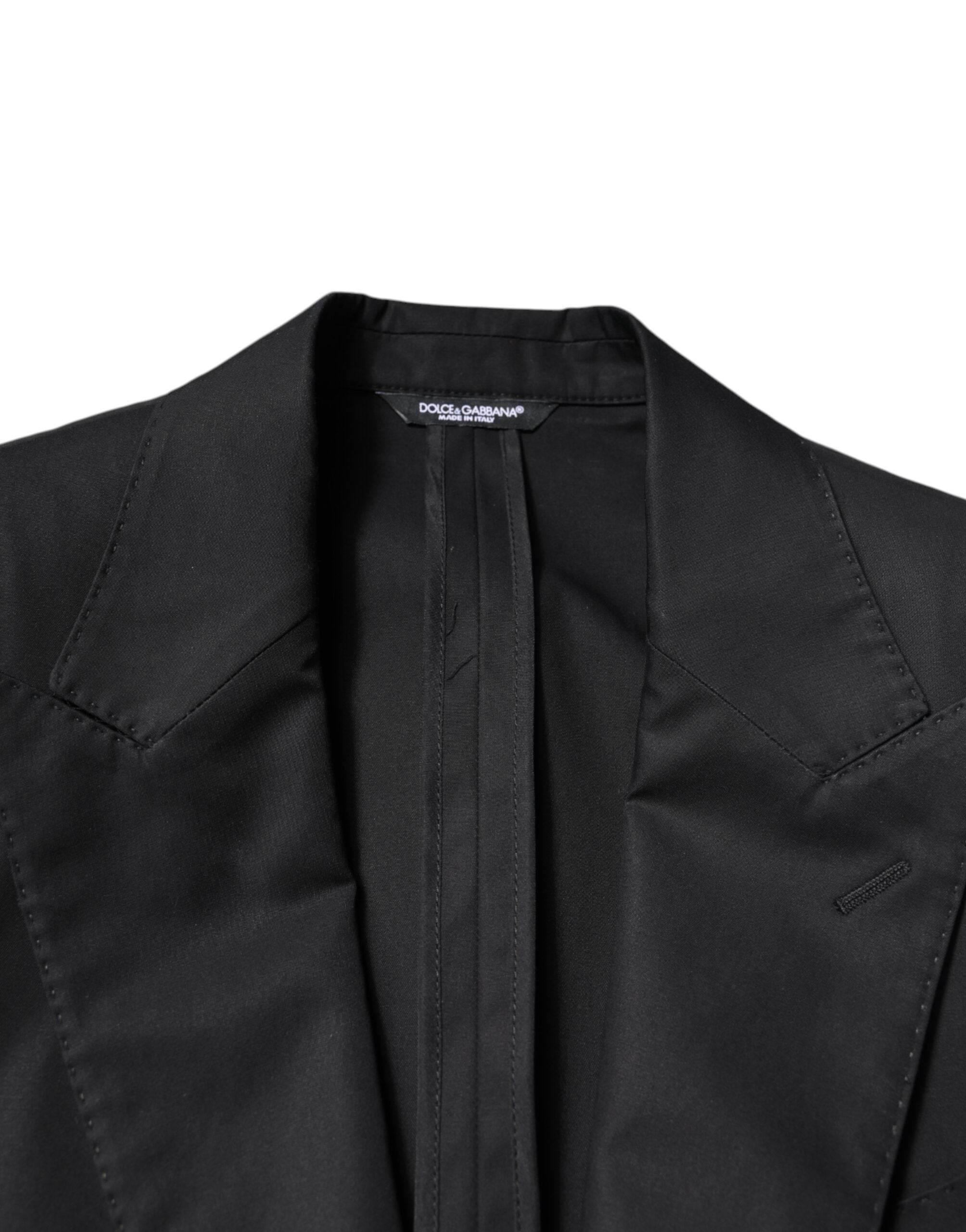 Dolce & Gabbana Black Cotton Single Breasted Men Coat Blazer - Hilstor