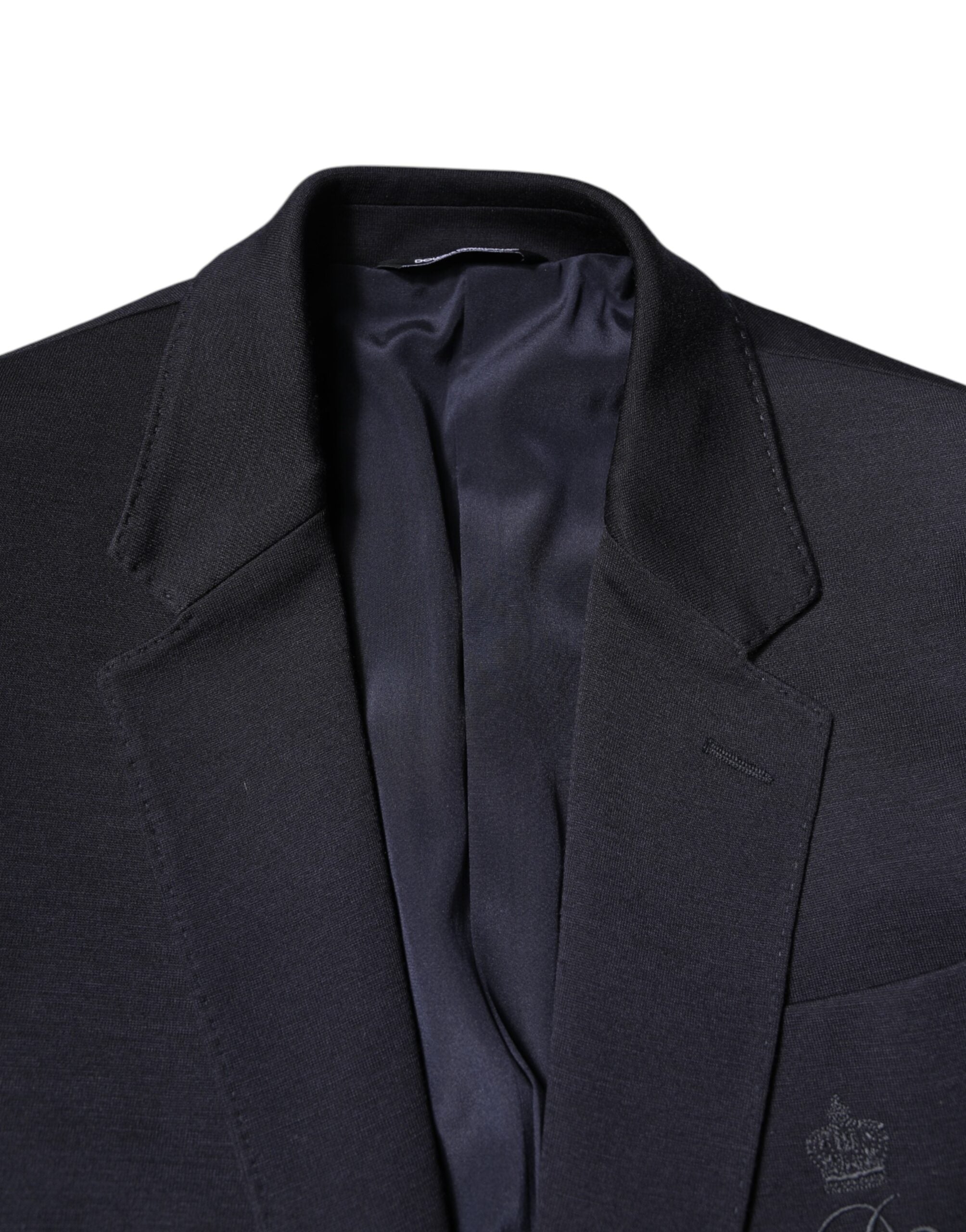 Dolce &amp; Gabbana Sort Uld Enkeltradet Frakke Suit Blazer