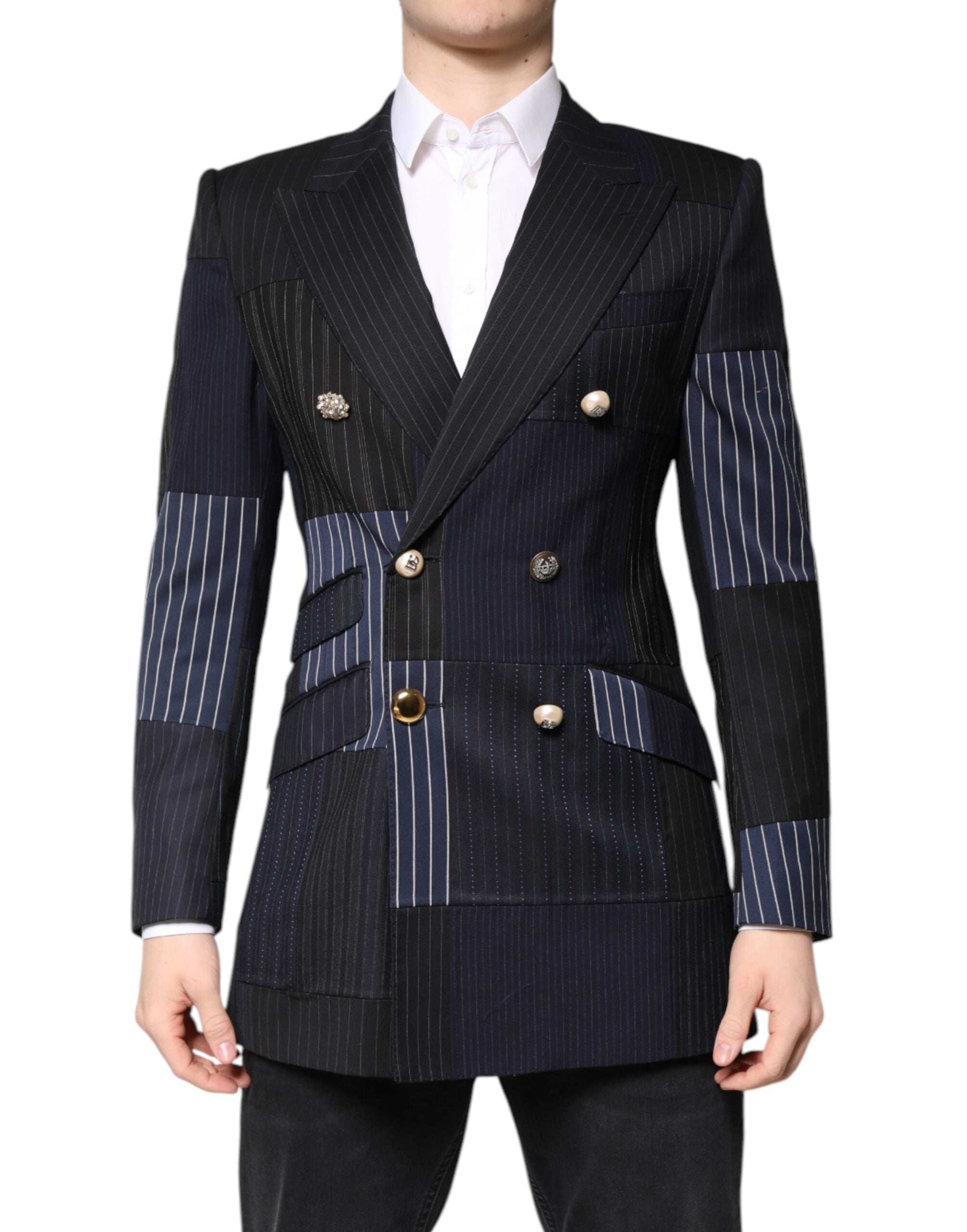 Dolce &amp; Gabbana Flerfärgad Patchwork Jacka Kap Kavaj Kostym