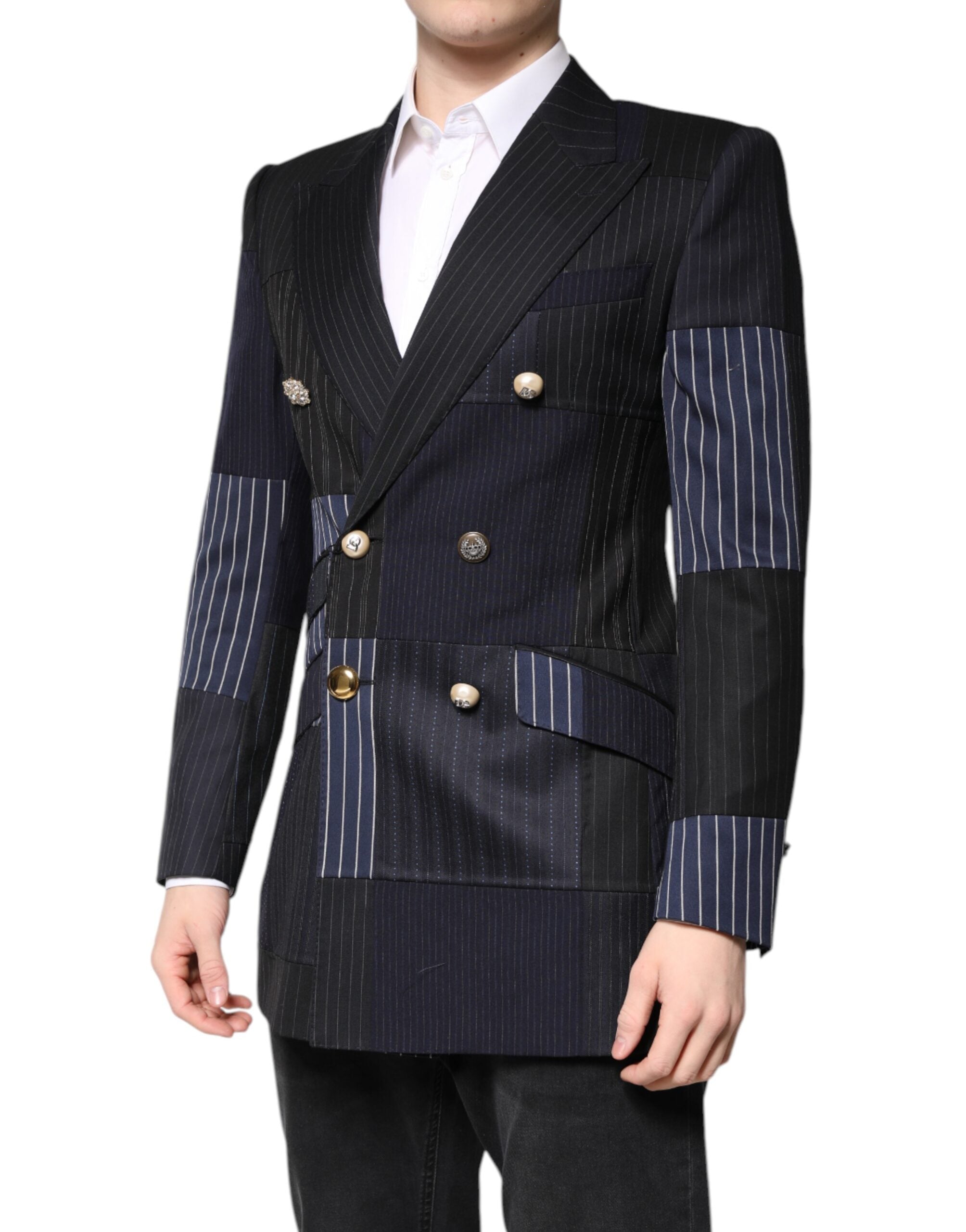 Dolce &amp; Gabbana Flerfärgad Patchwork Jacka Kap Kavaj Kostym