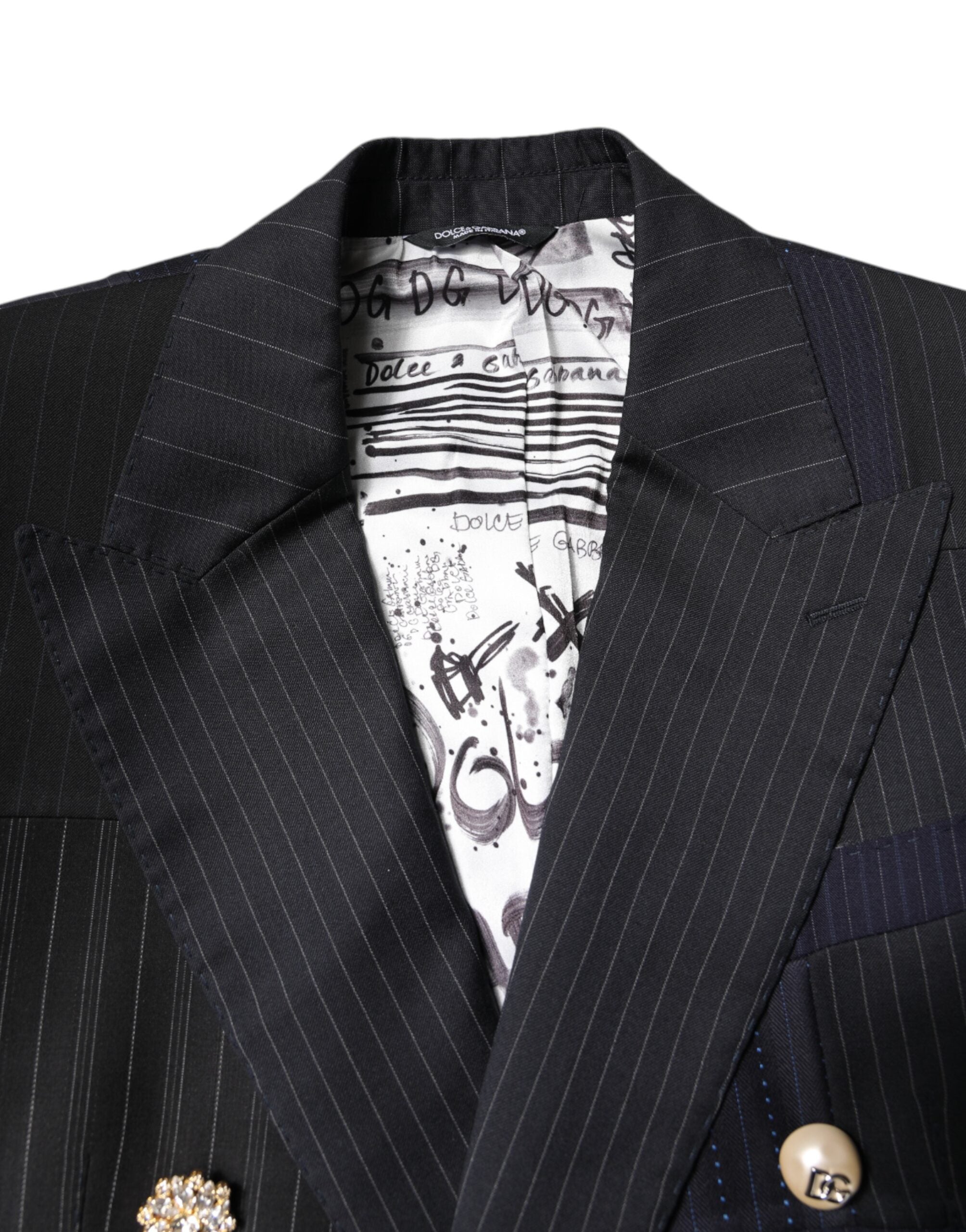 Dolce &amp; Gabbana Flerfärgad Patchwork Jacka Kap Kavaj Kostym