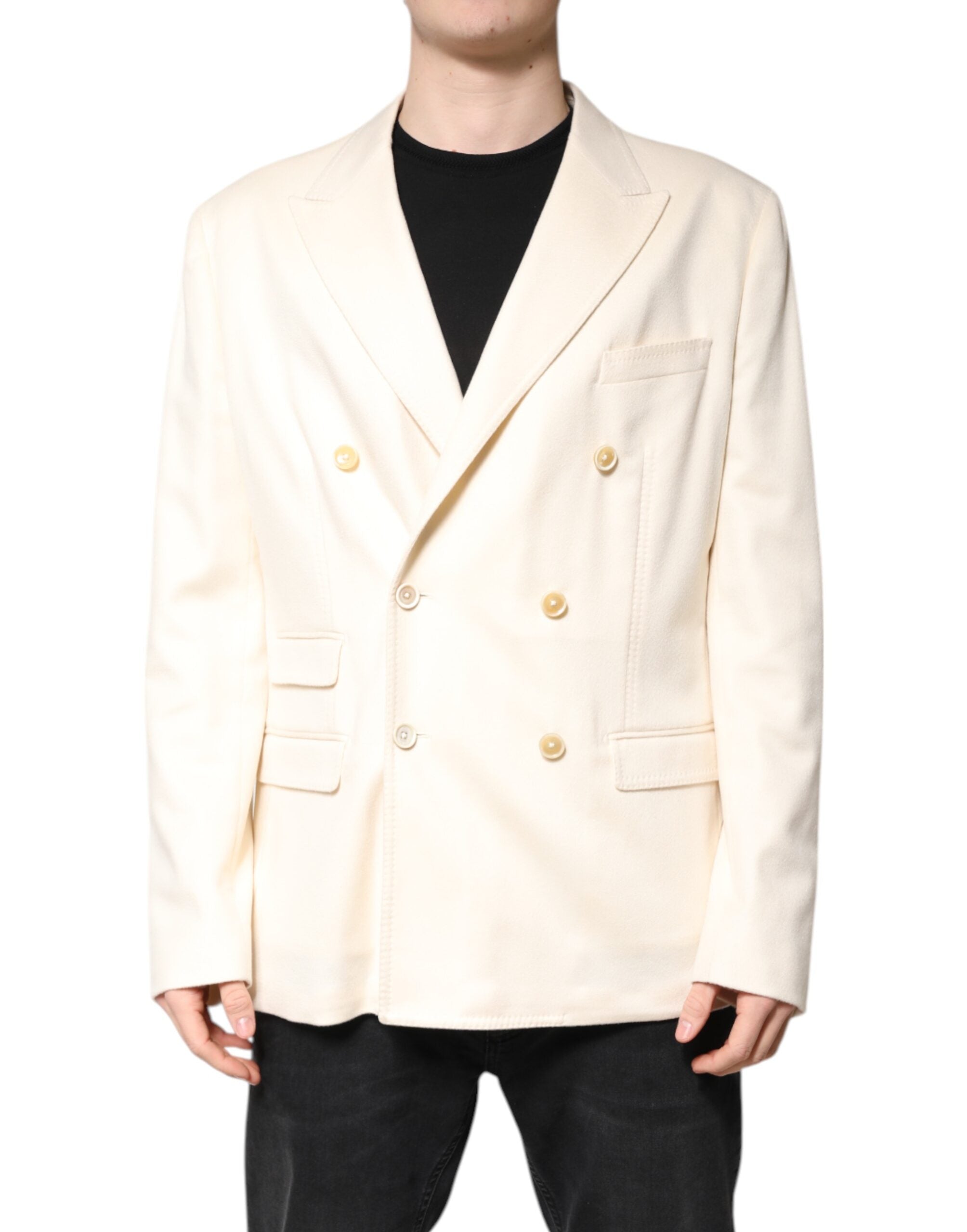 Dolce &amp; Gabbana Beige Cashmere Dobbeltradet Frakkeblazer