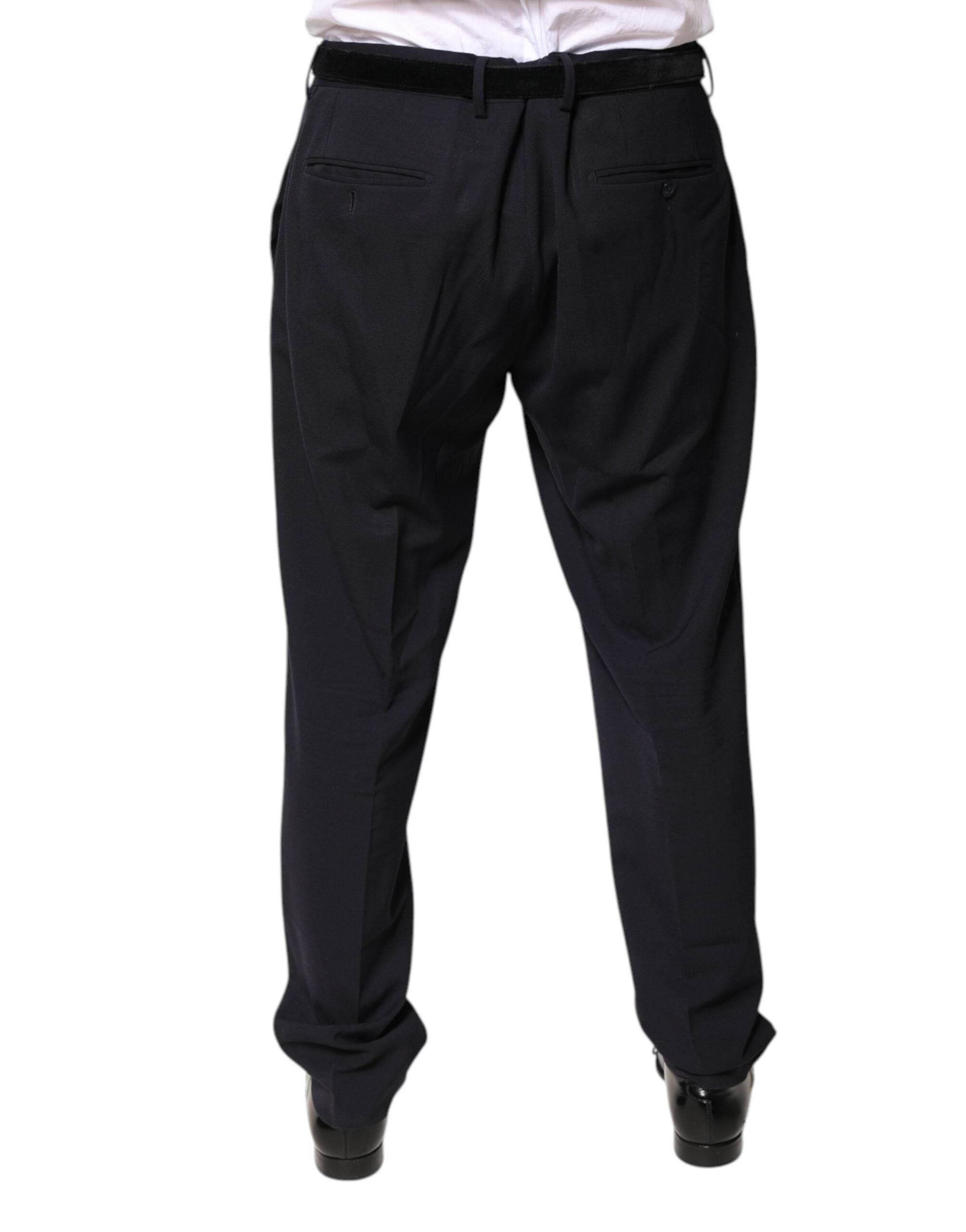 Dolce & Gabbana Black Wool Mid Waist Dress Pants - Hilstor