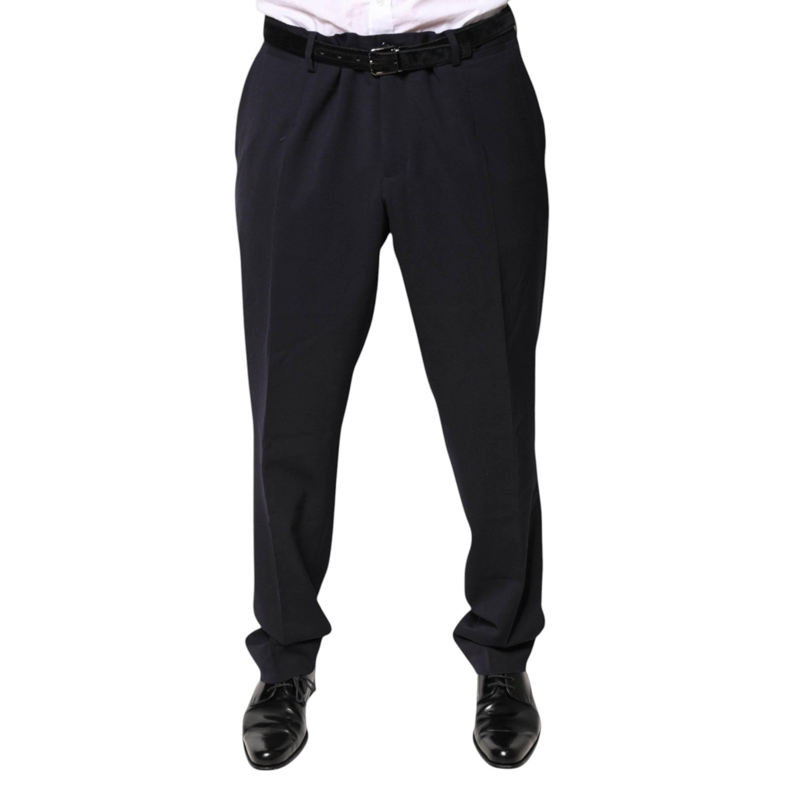Dolce & Gabbana Black Wool Mid Waist Dress Pants - Hilstor