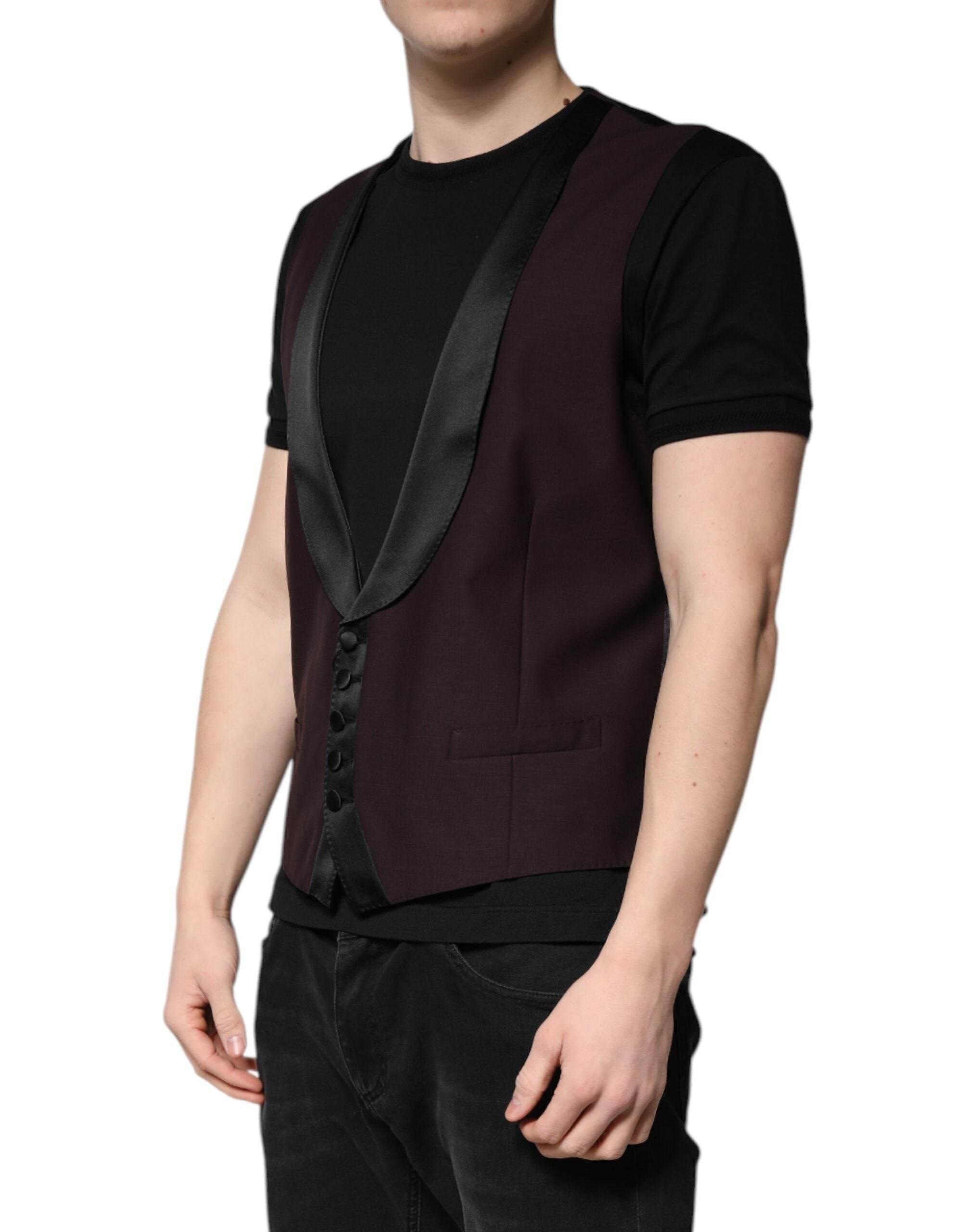 Dolce & Gabbana Maroon Wool Waistcoat Dress Formal Vest - Hilstor