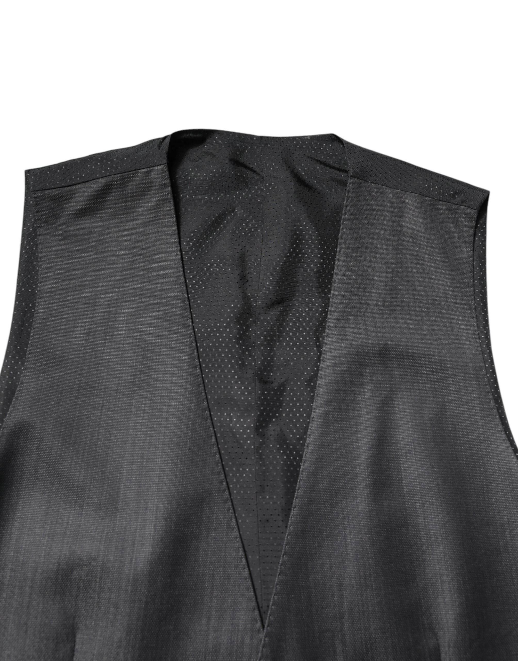 Dolce & Gabbana Black Wool Waistcoat Dress Formal Vest - Hilstor