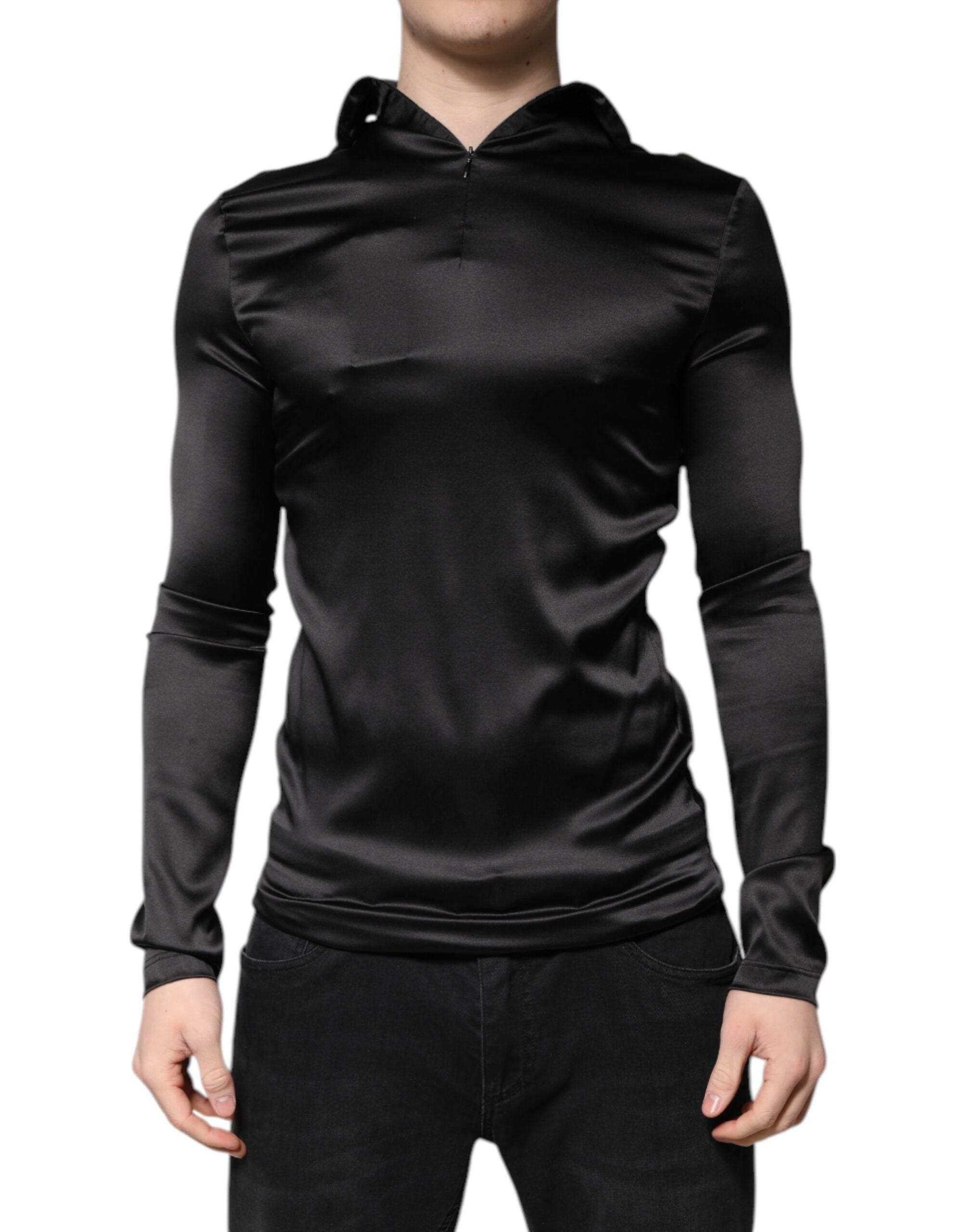 Dolce & Gabbana Black Silk Turtleneck Men Pullover Sweater - Hilstor