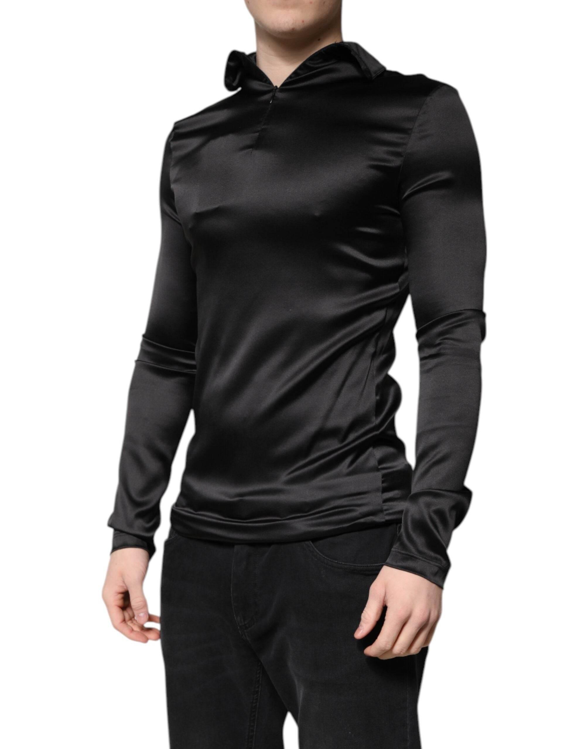 Dolce & Gabbana Black Silk Turtleneck Men Pullover Sweater - Hilstor