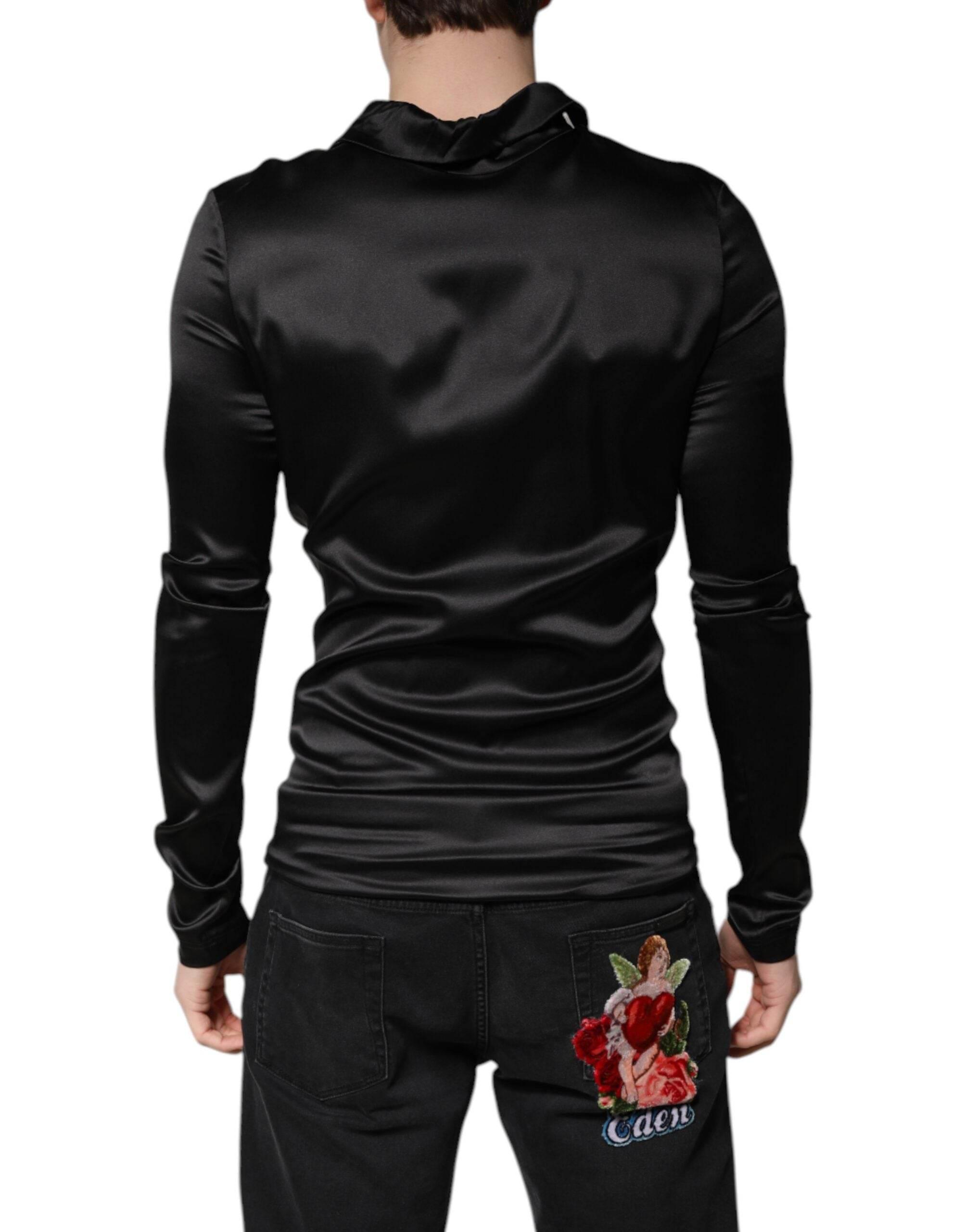 Dolce & Gabbana Black Silk Turtleneck Men Pullover Sweater - Hilstor