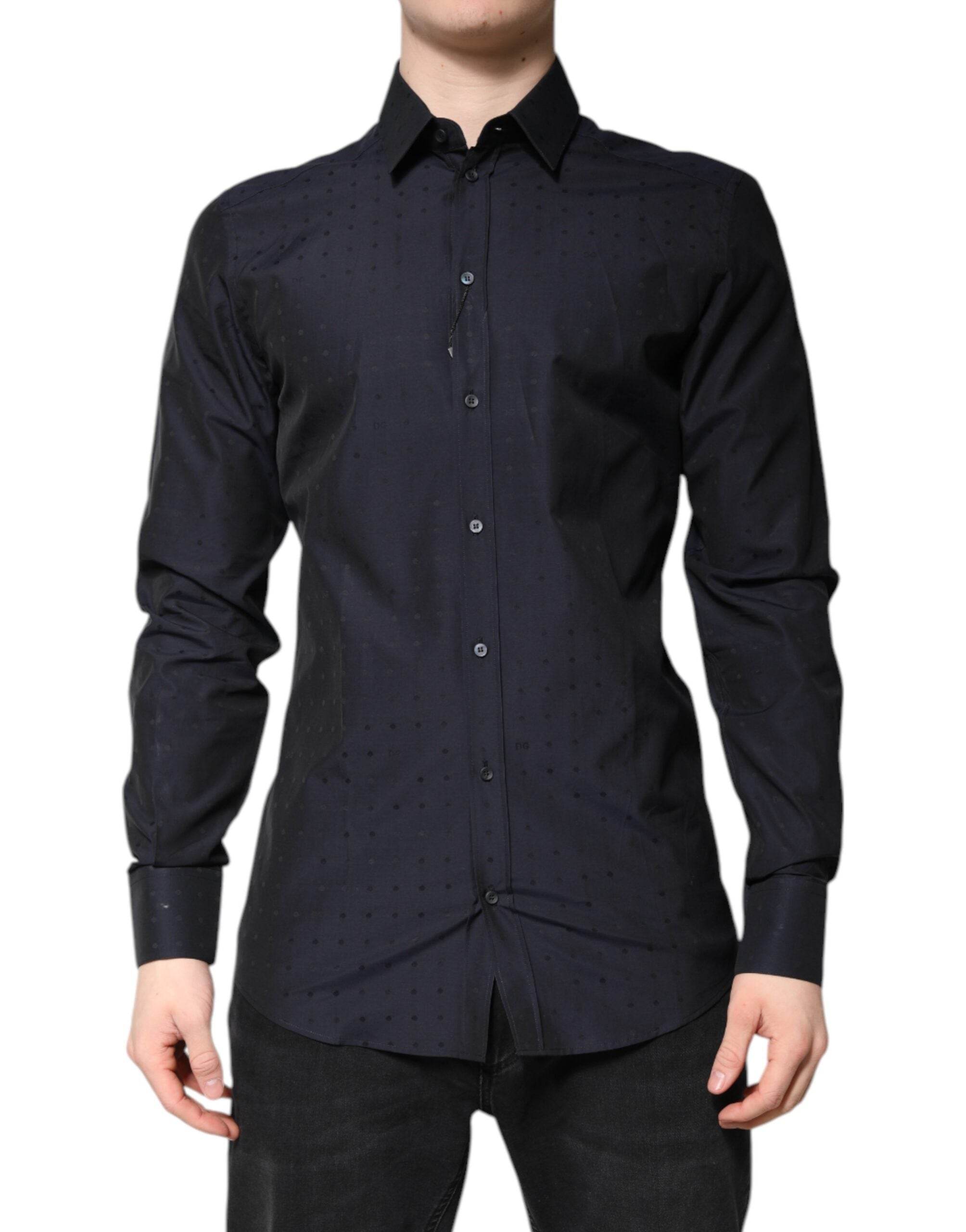 Dolce & Gabbana Black Cotton GOLD Men Dress Formal Shirt - Hilstor