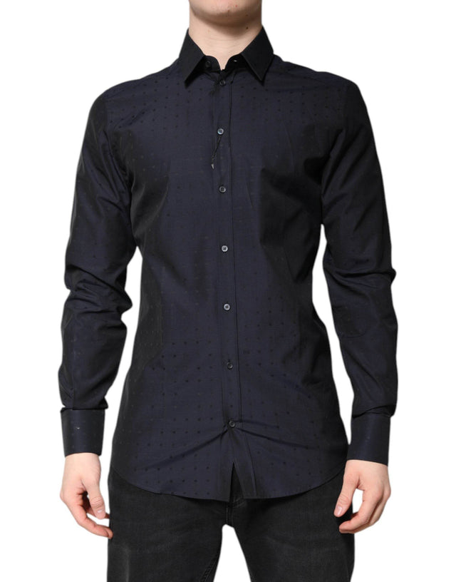 Dolce & Gabbana Black Cotton GOLD Men Dress Formal Shirt - Hilstor