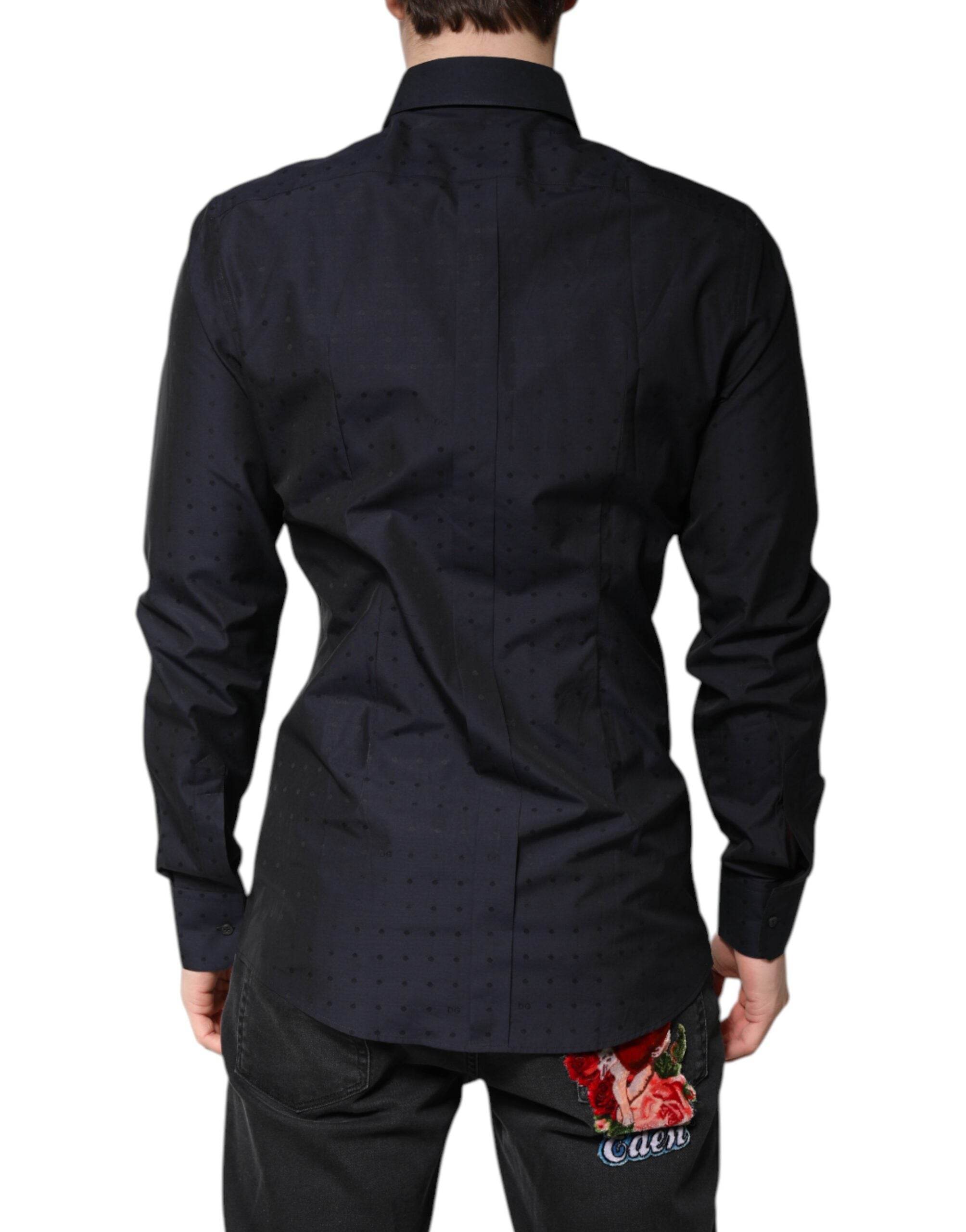 Dolce & Gabbana Black Cotton GOLD Men Dress Formal Shirt - Hilstor