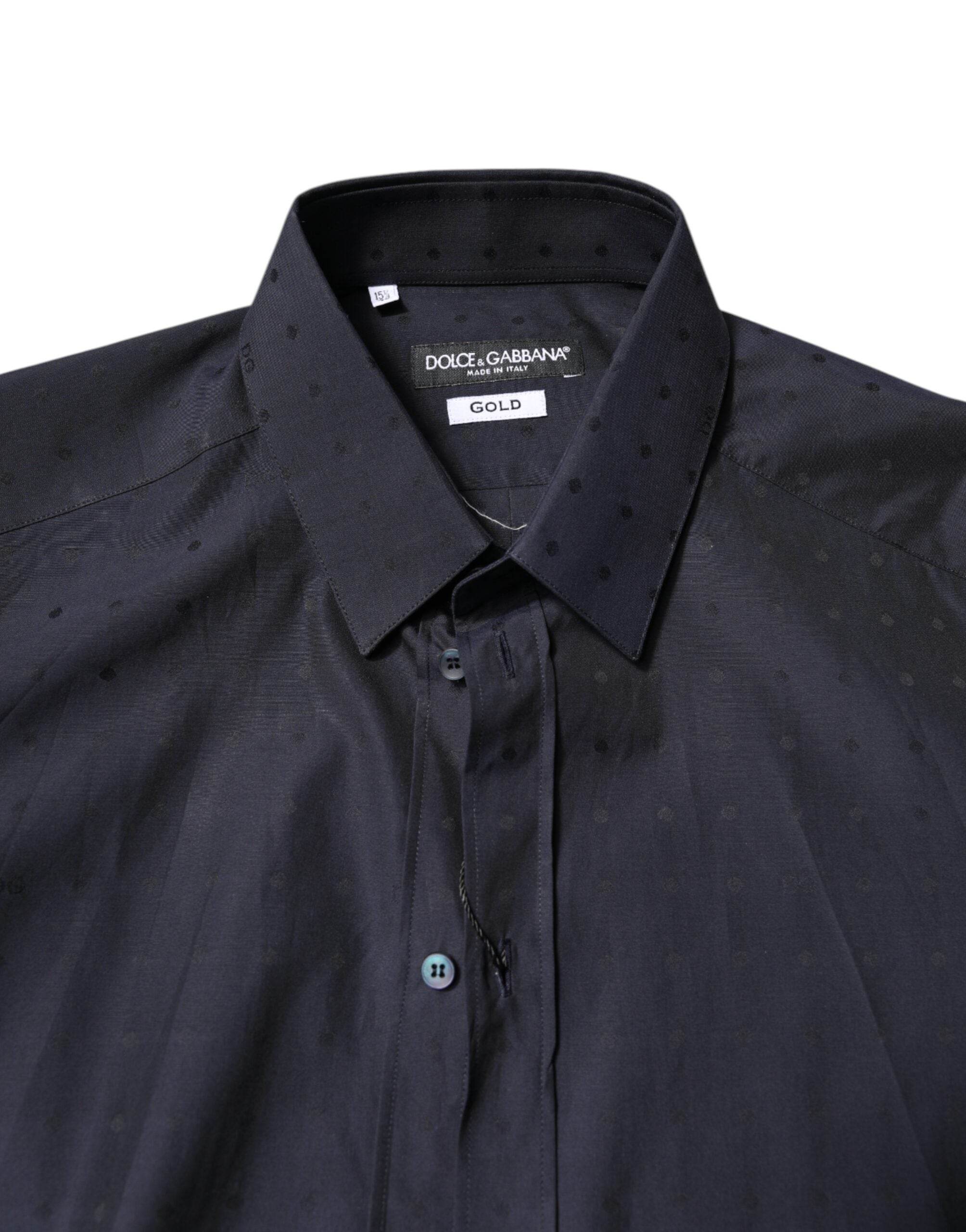 Dolce & Gabbana Black Cotton GOLD Men Dress Formal Shirt - Hilstor
