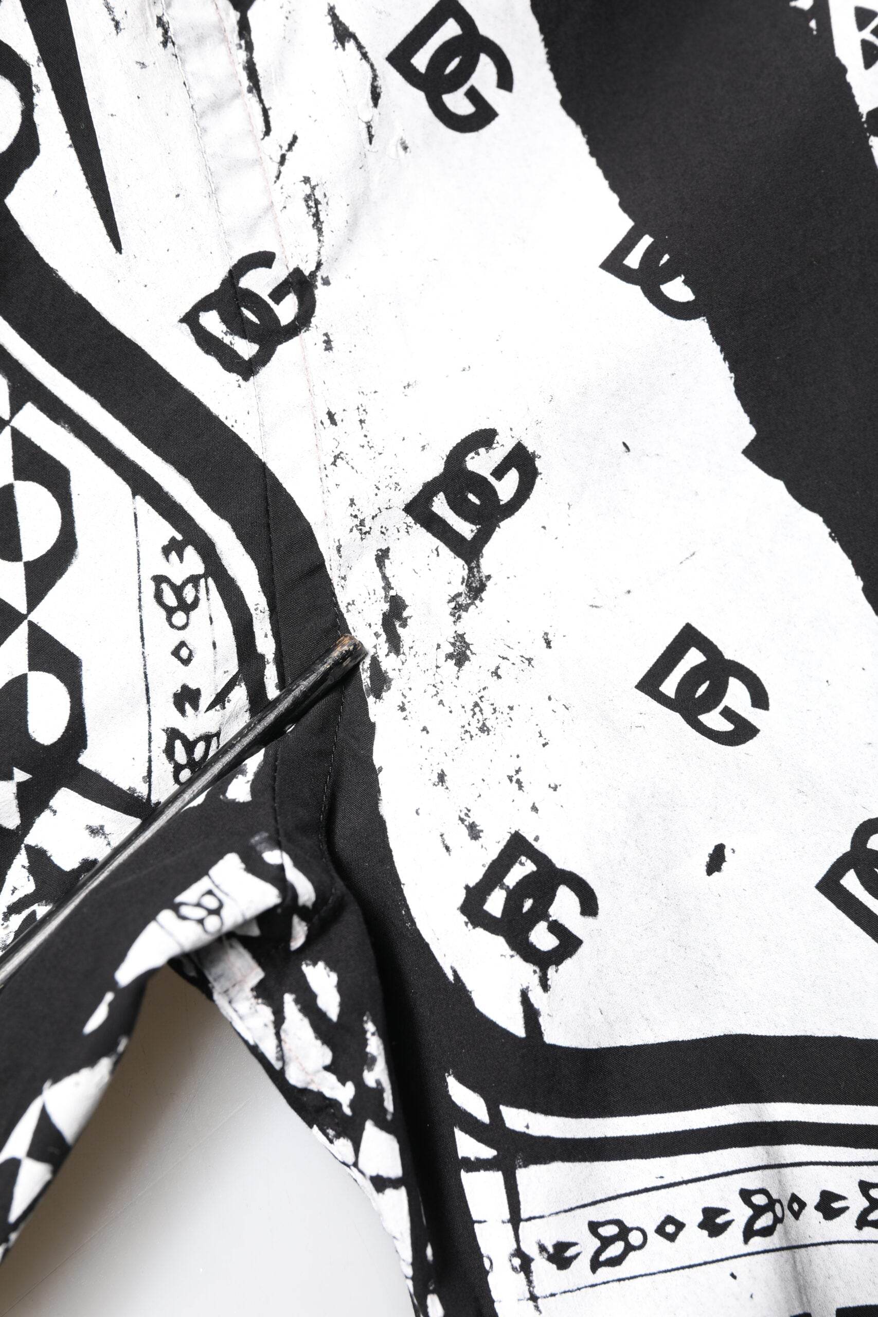 Dolce & Gabbana Black White Bandana MARTINI Casual Shirt - Hilstor