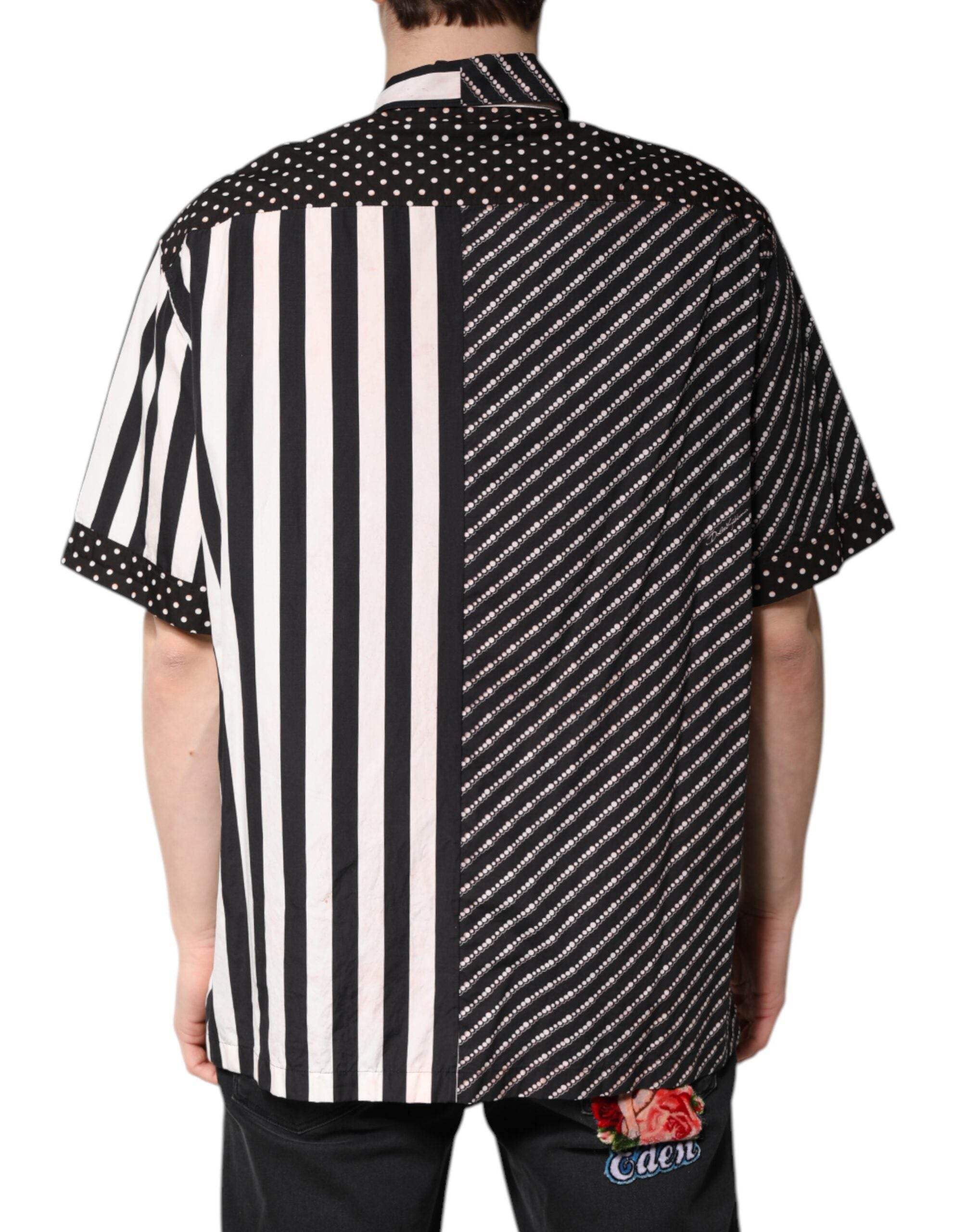 Dolce & Gabbana Black White Stripe Button Down Casual Shirt - Hilstor