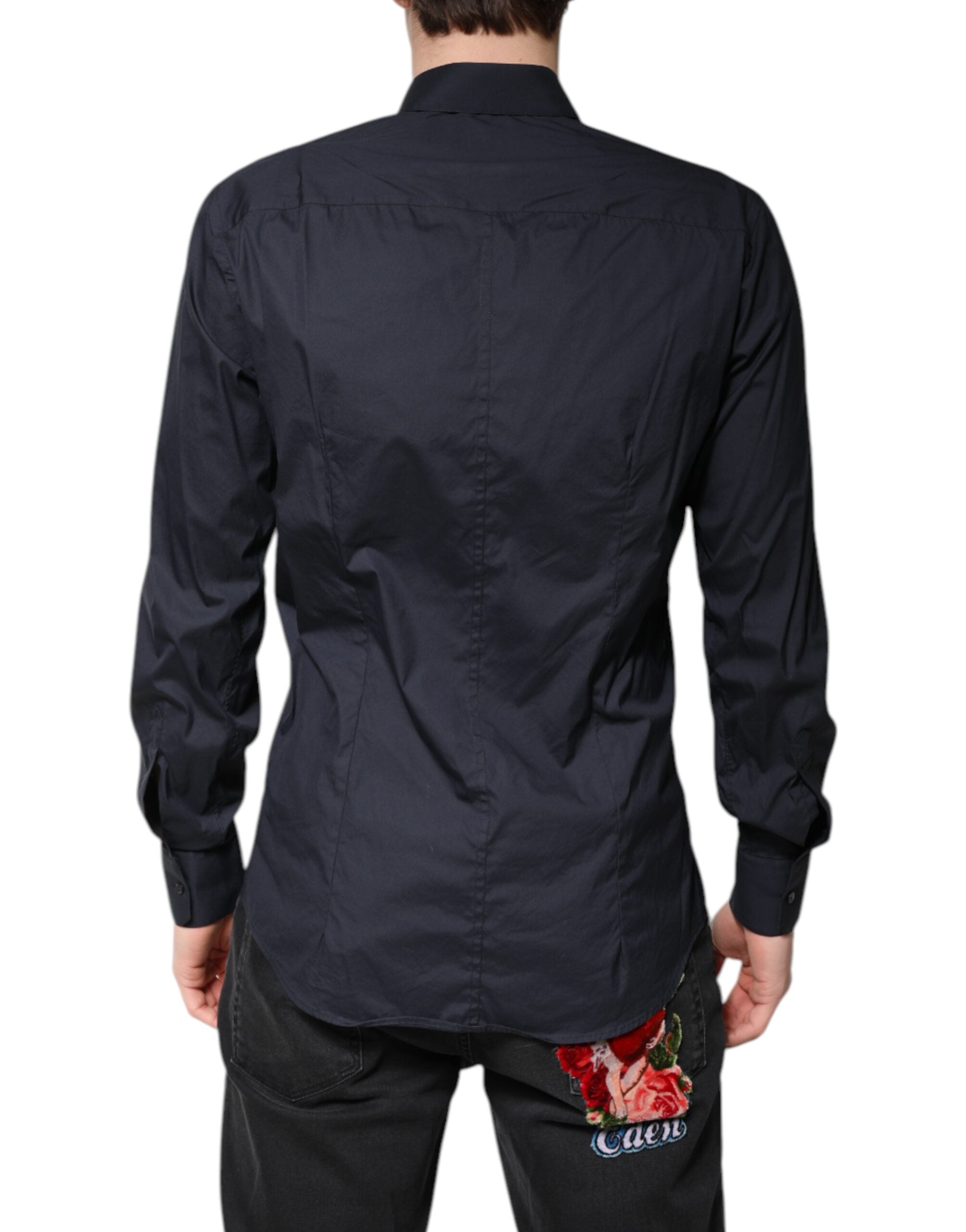 Dolce & Gabbana Dark Blue MARTINI Cotton Formal Dress Shirt