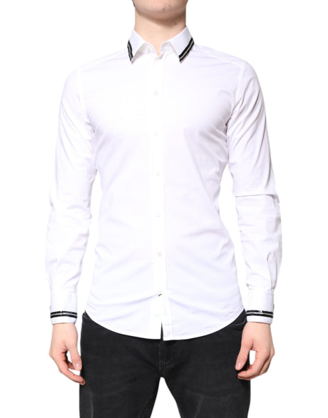 Dolce & Gabbana White Cotton GOLD Men Dress Formal Shirt