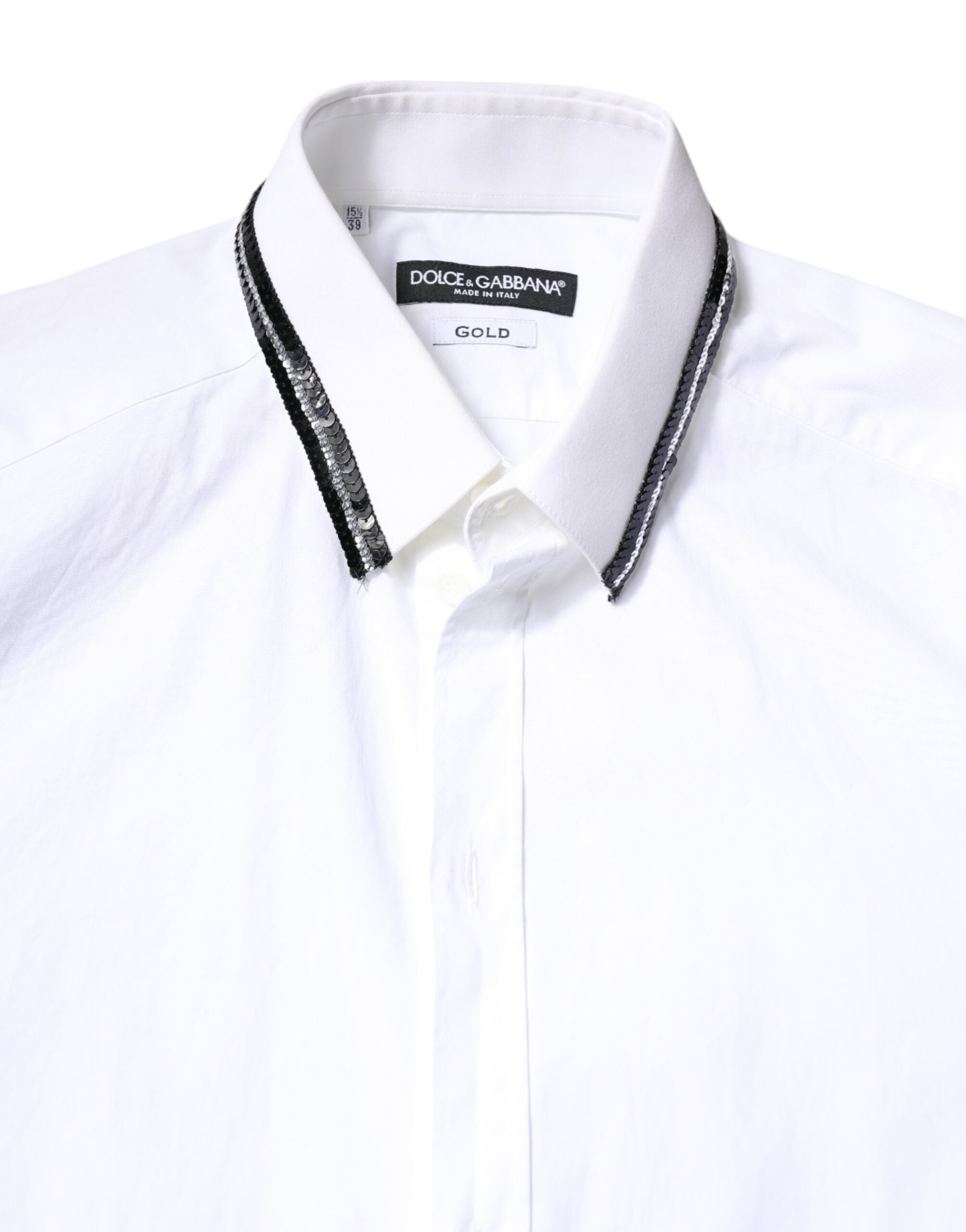 Dolce & Gabbana White Cotton GOLD Men Dress Formal Shirt