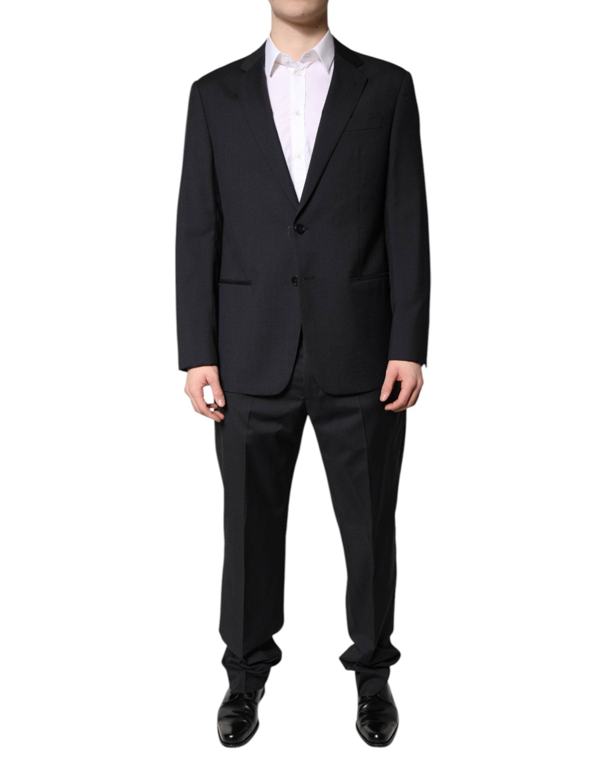 Emporio Armani Black Single Breasted Formal 2 Piece Suit - Hilstor