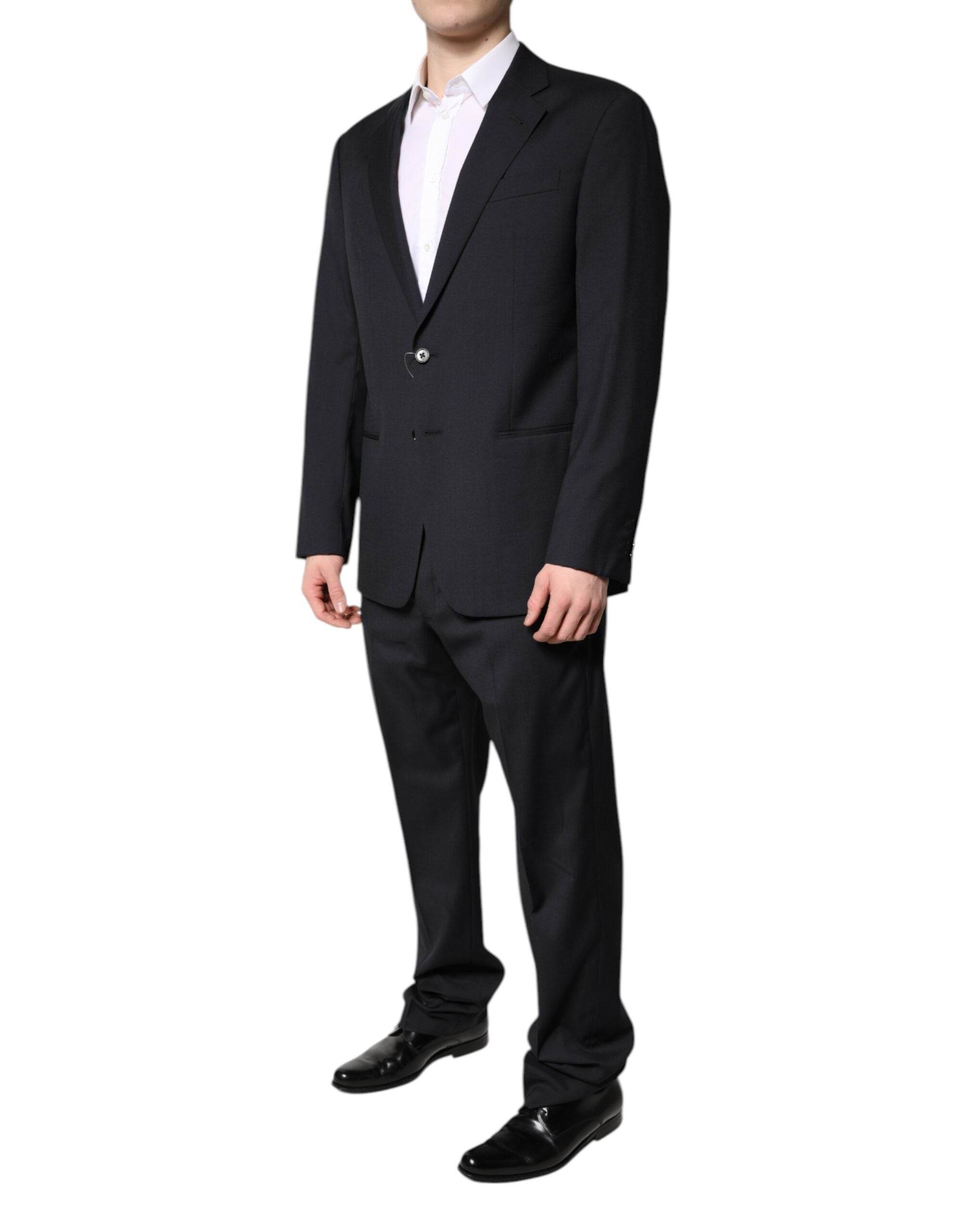 Emporio Armani Black Single Breasted Formal 2 Piece Suit - Hilstor